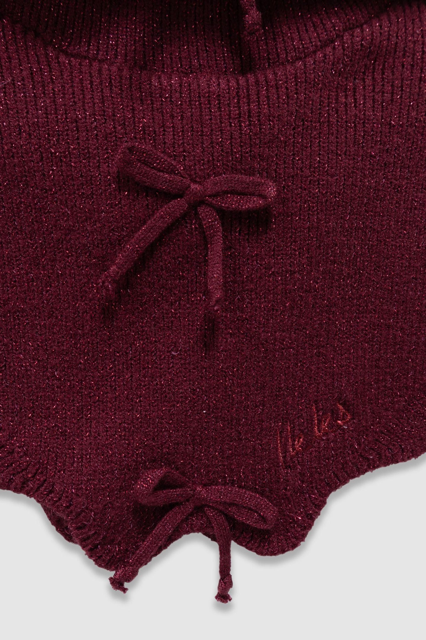 GIRLS’ PINK GLITTERY KNIT COWL WITH BOW DECOR 6