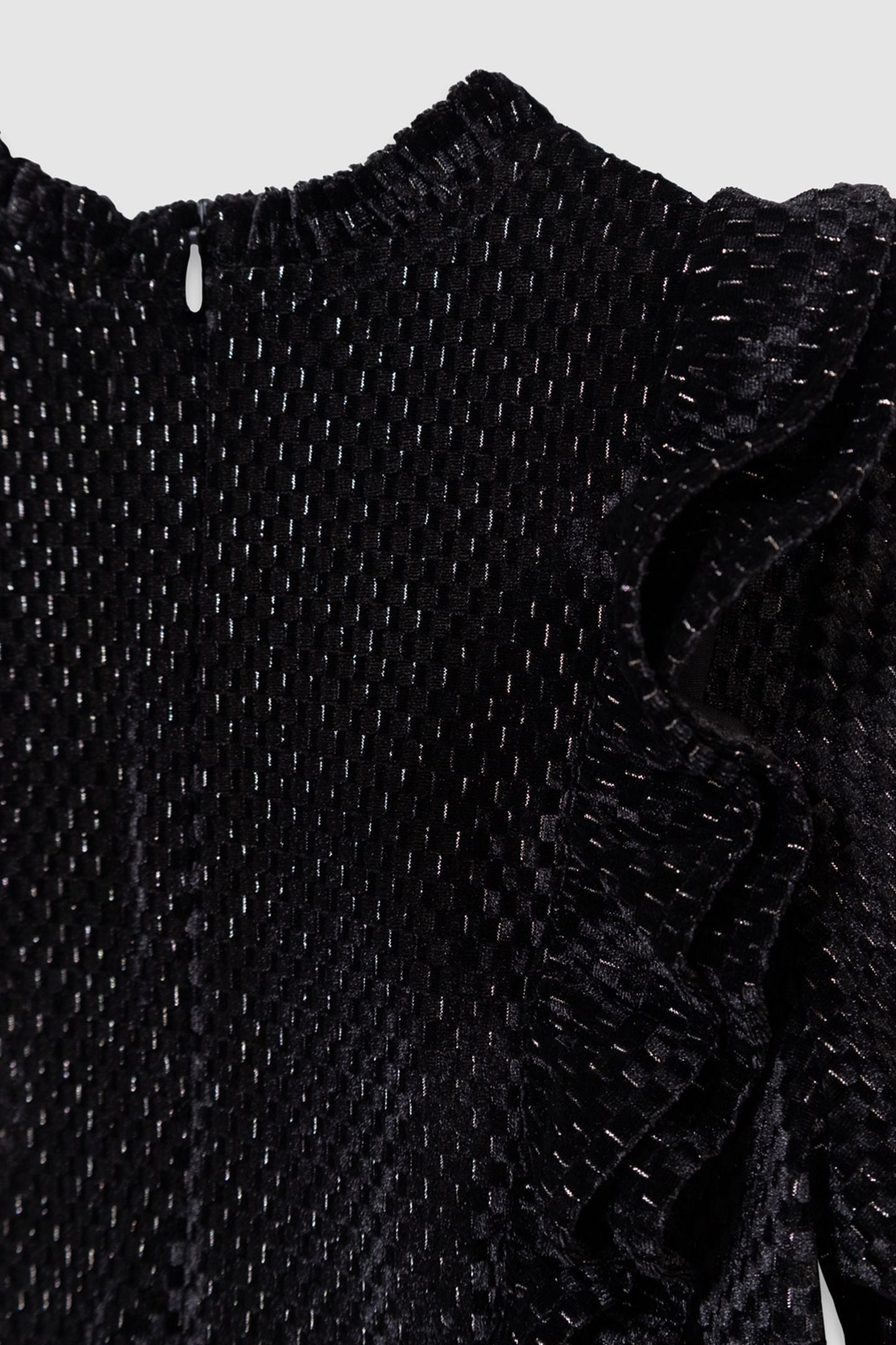 GIRL'S BLACK VELVET DRESS WITH RUFFLE DETAIL 5