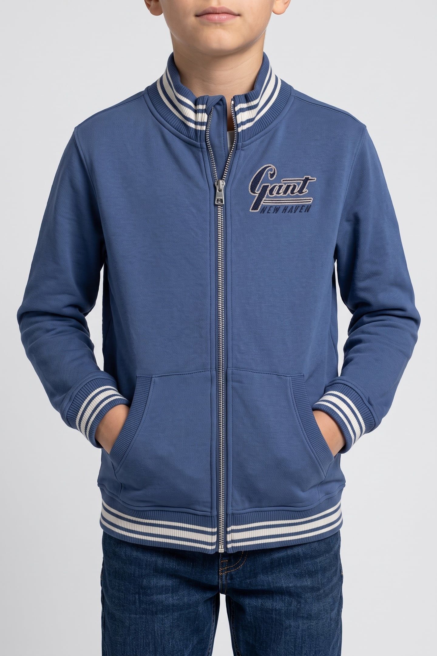 TEEN BOYS GANT NEW HAVEN TRACK JACKET VINTAGE BLUE 1