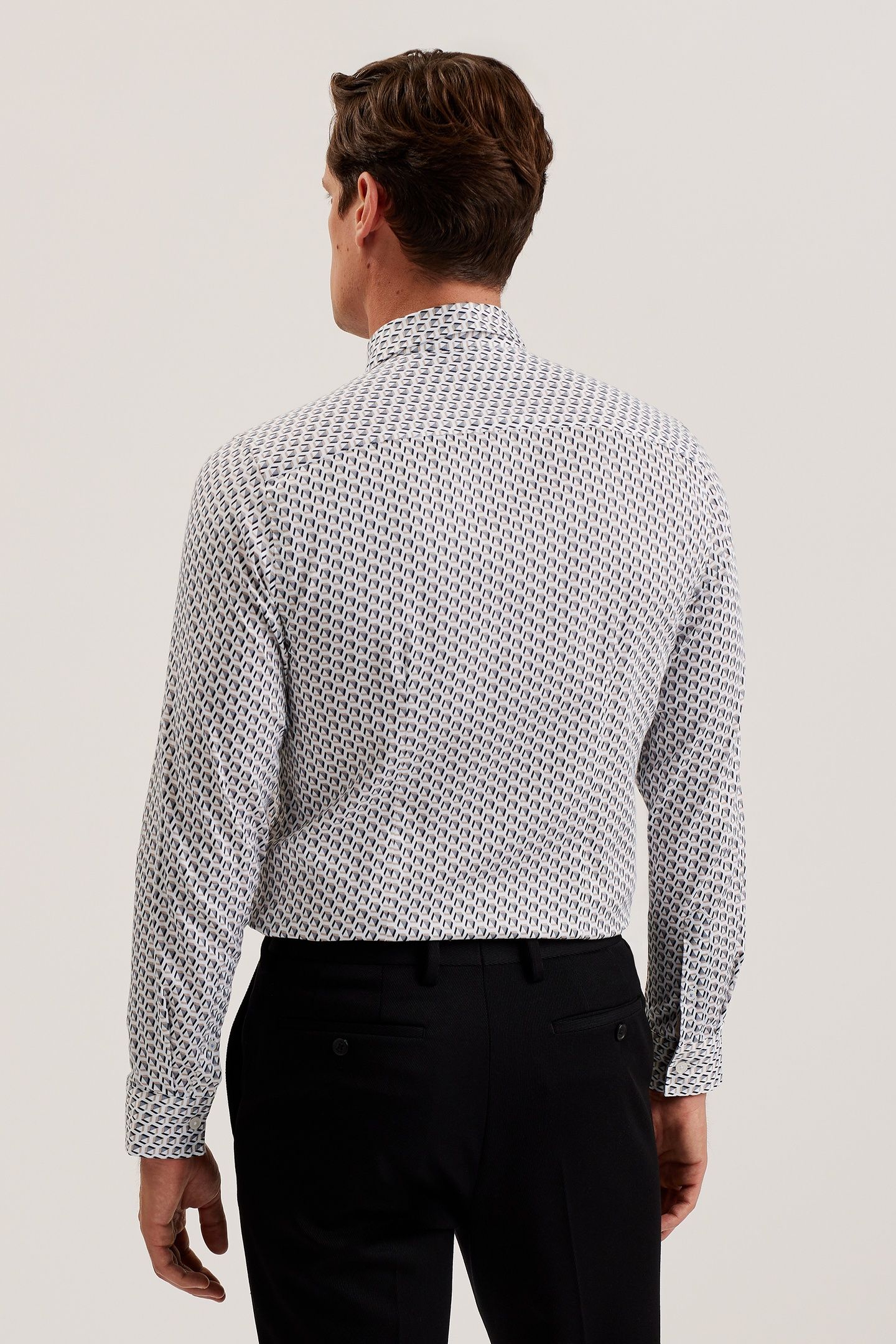 JOSHHY LS SLIM HEX GEO SHIRT TAUPE 3