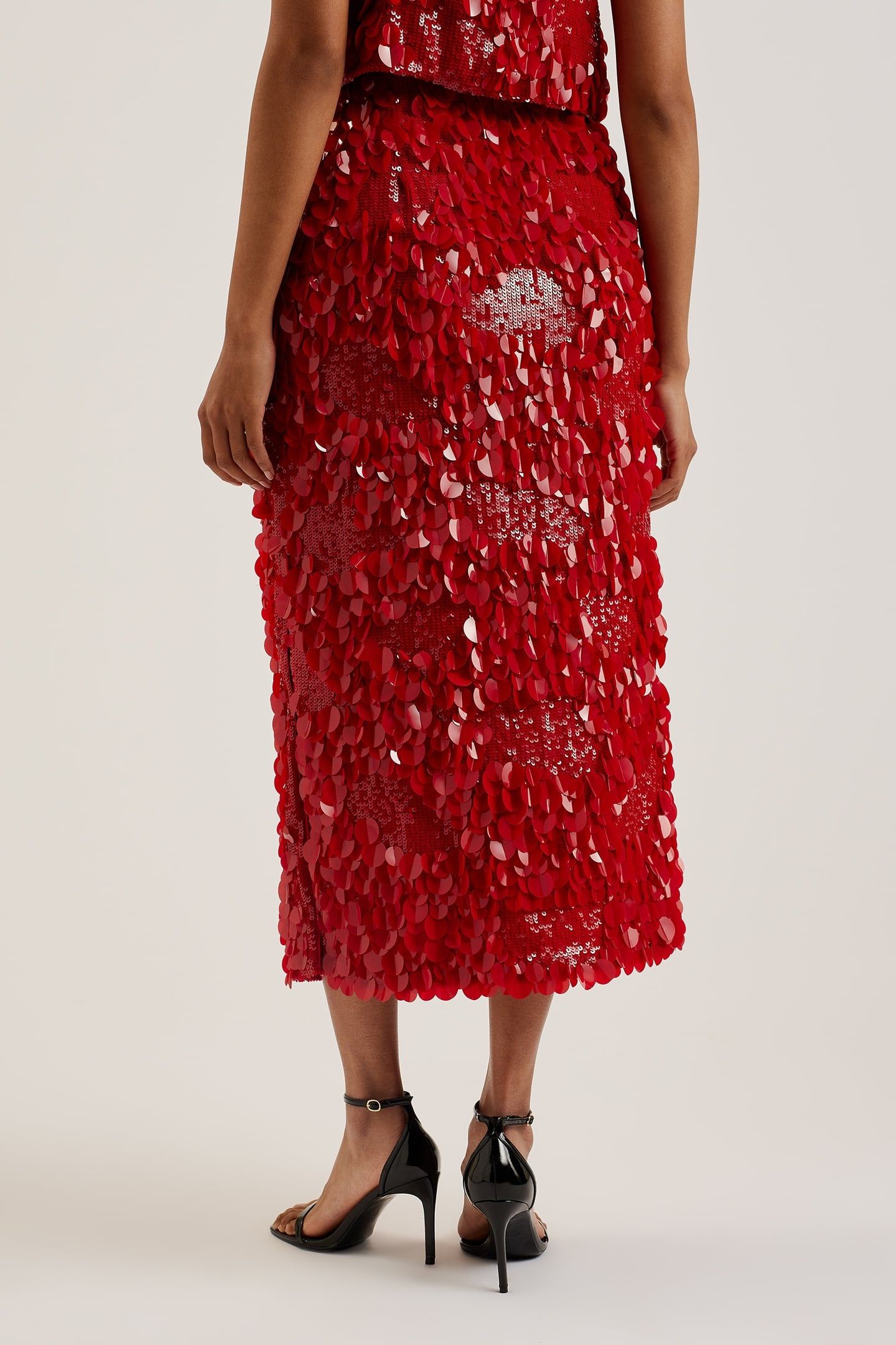 WMS DORIDA MIXED SEQUIN PENCIL SKIRT RED 3