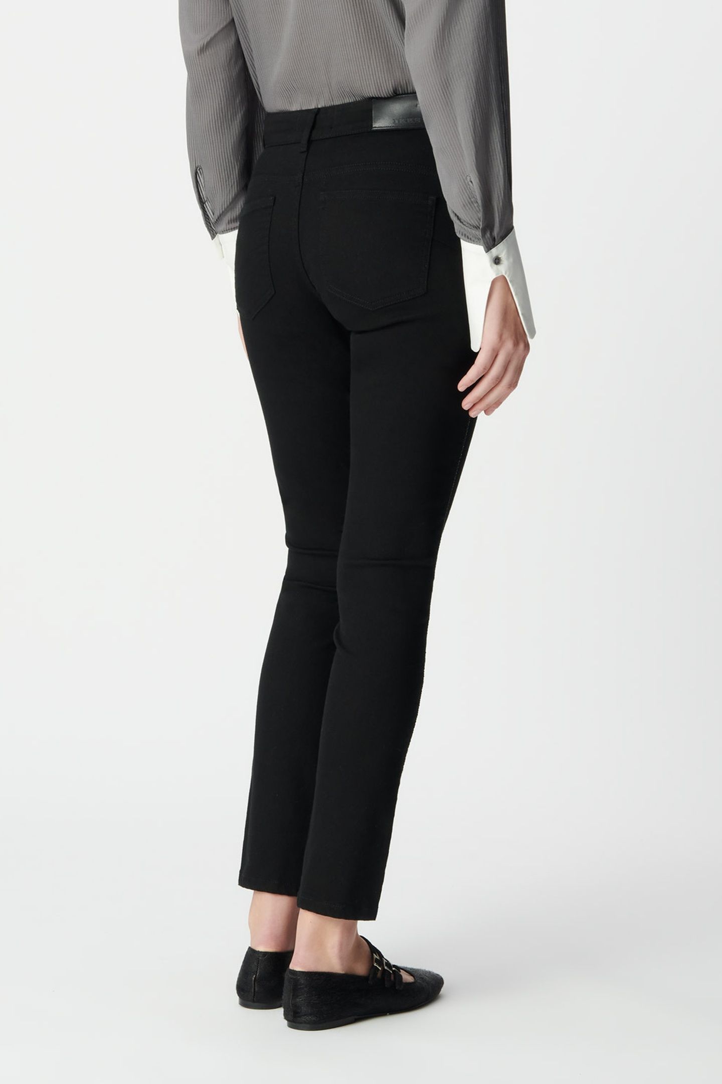 BLACK SLIM JEANS WITH BRAIDED SIDE DETAIL 2