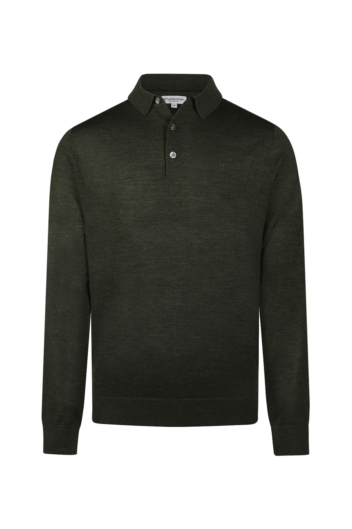 FINE MERINO L/S POLO DARK OLIVE 3