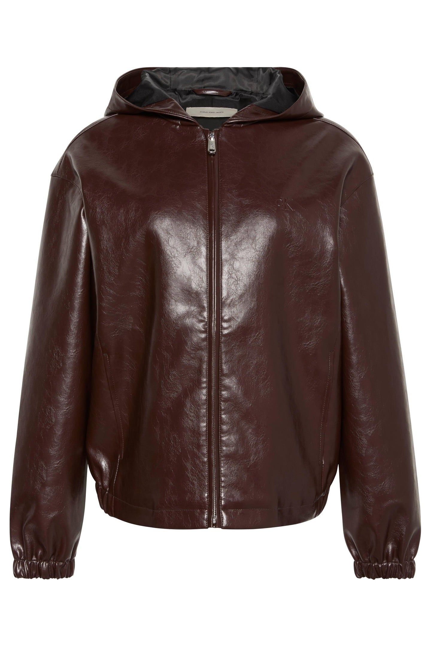 CROPPED HOODED FAUX DARK COFFEE 5