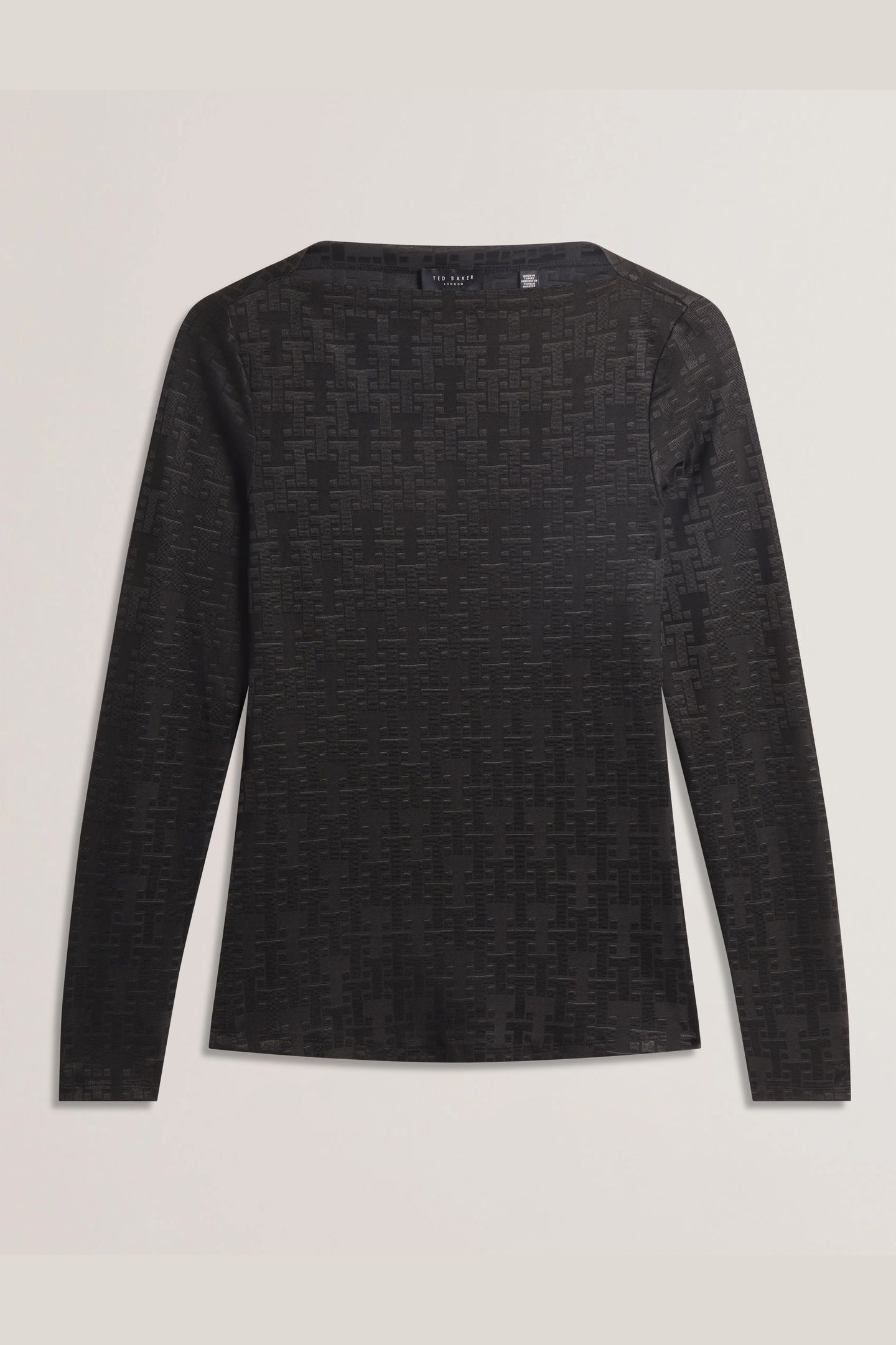 TALIHA JACQUARD T LONG SLEEVE FITTED BLACK 3