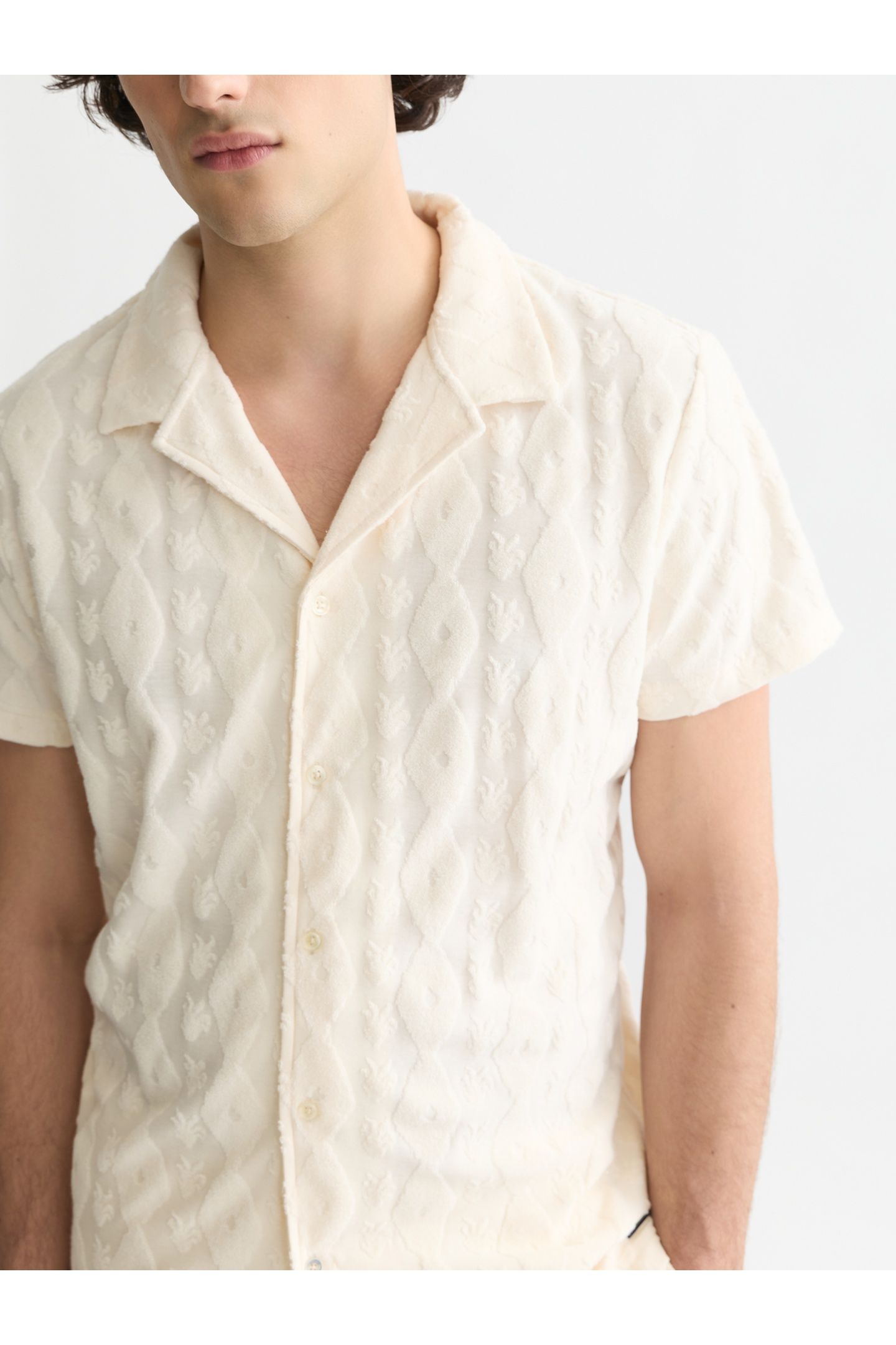 TERRY JACQUARD REGULAR-FIT SHORT-SLEEVED SHIRT WHITE TRADITI 6