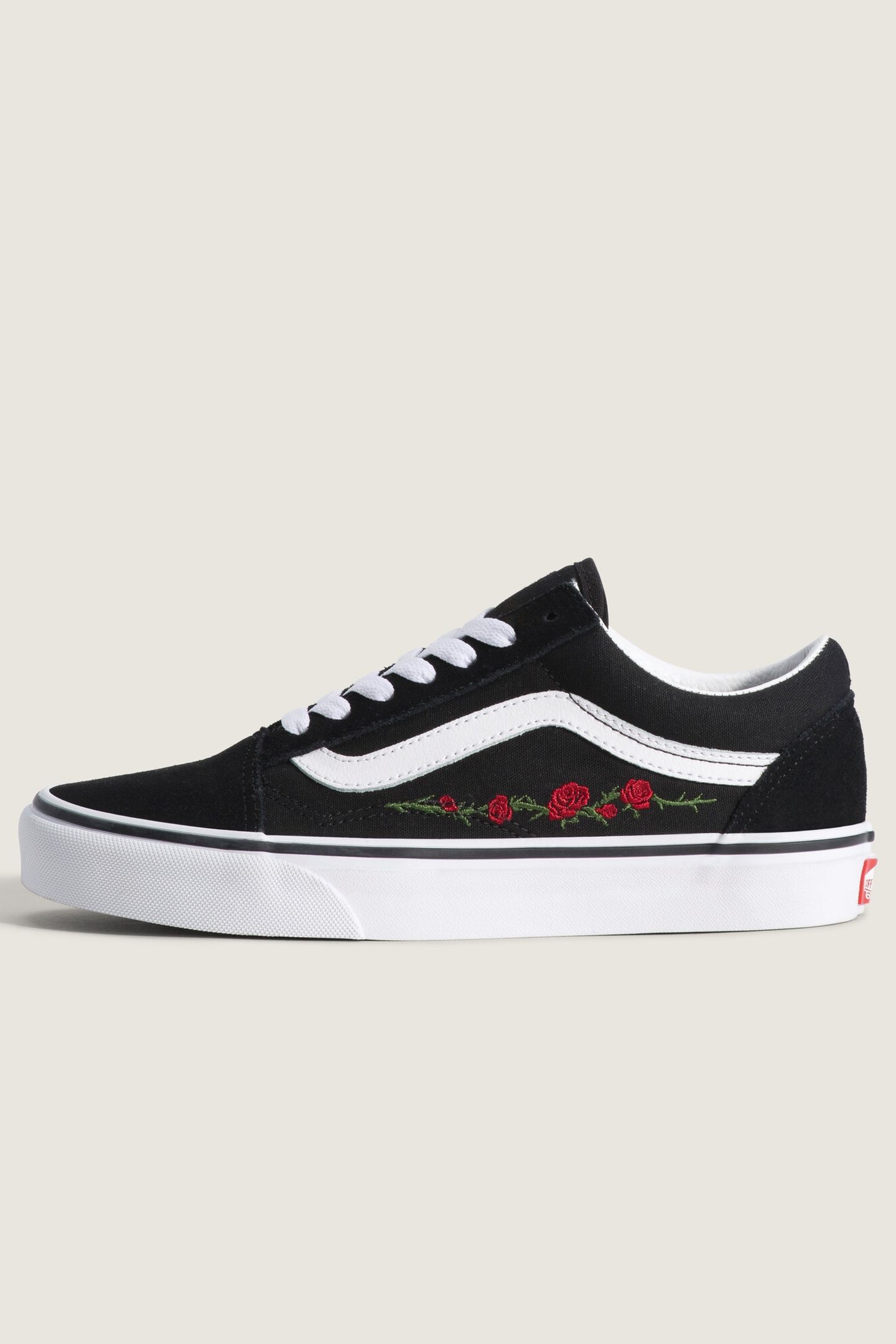 UNISEX OLD SKOOL ROSE EMBROIDERY BLACK/RED 2