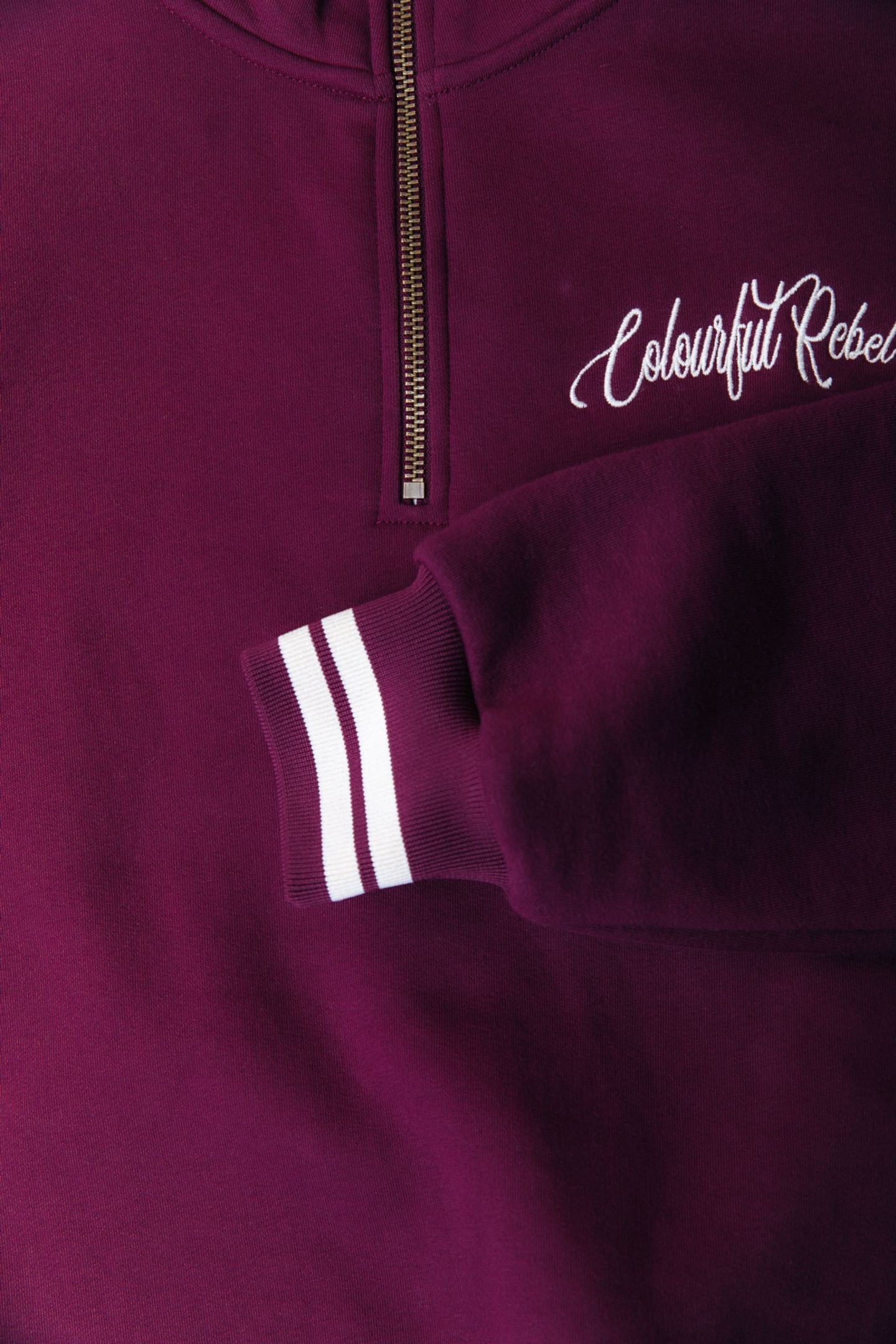 UNI STRIPED CUFF ZIP SWEAT MERLOT RED 5