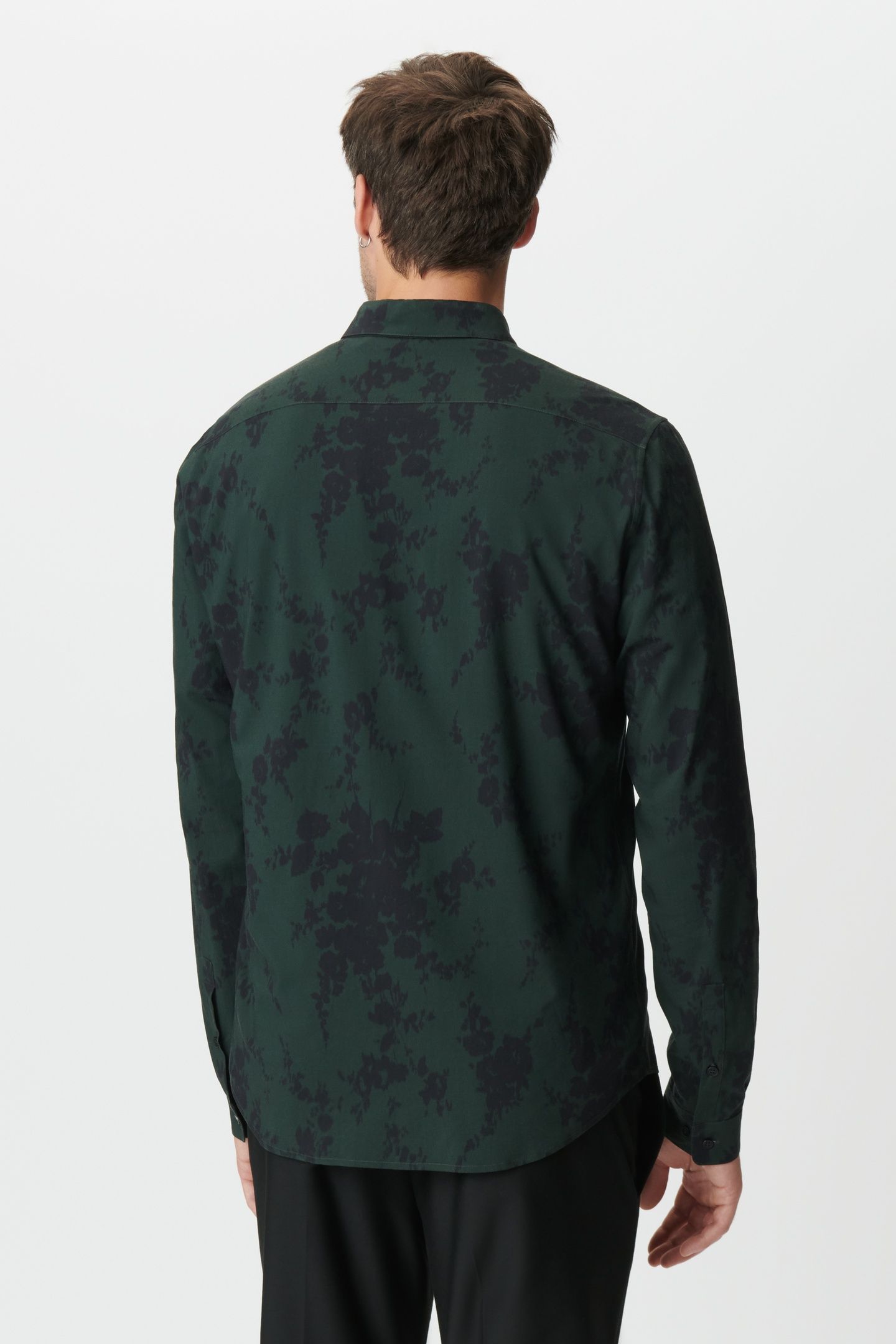 GREEN BLURRED FLORAL SLIM LONG-SLEEVED SHIRT 2