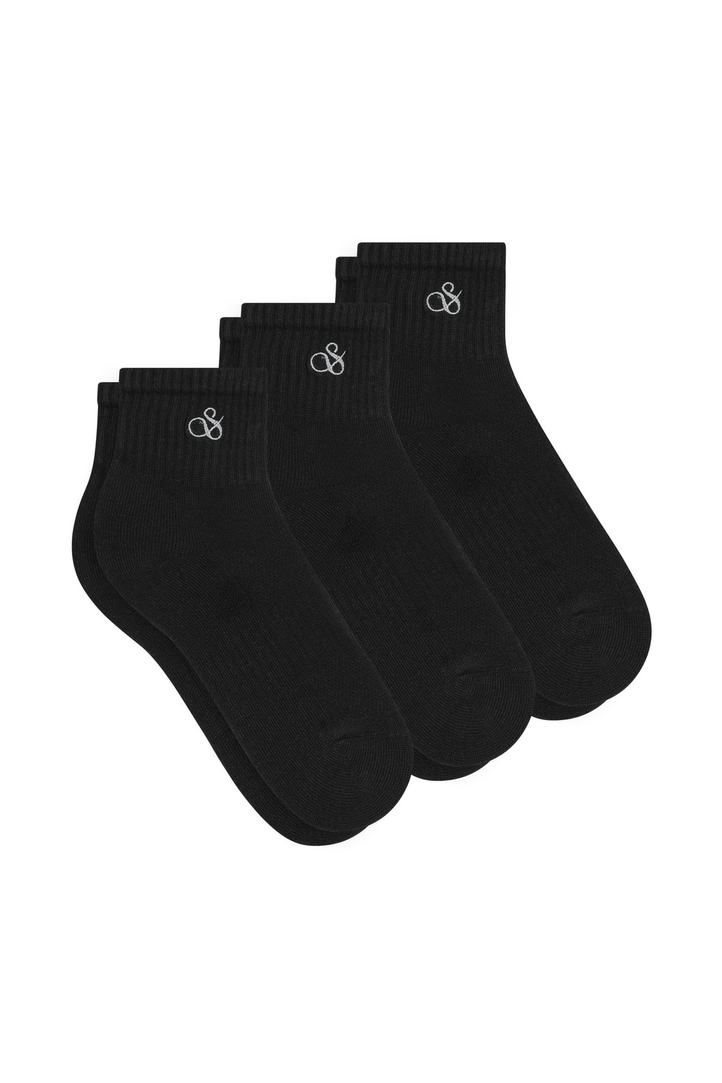 3PK WOMENS 1/2 TERRY QTR CREW BLACK 1