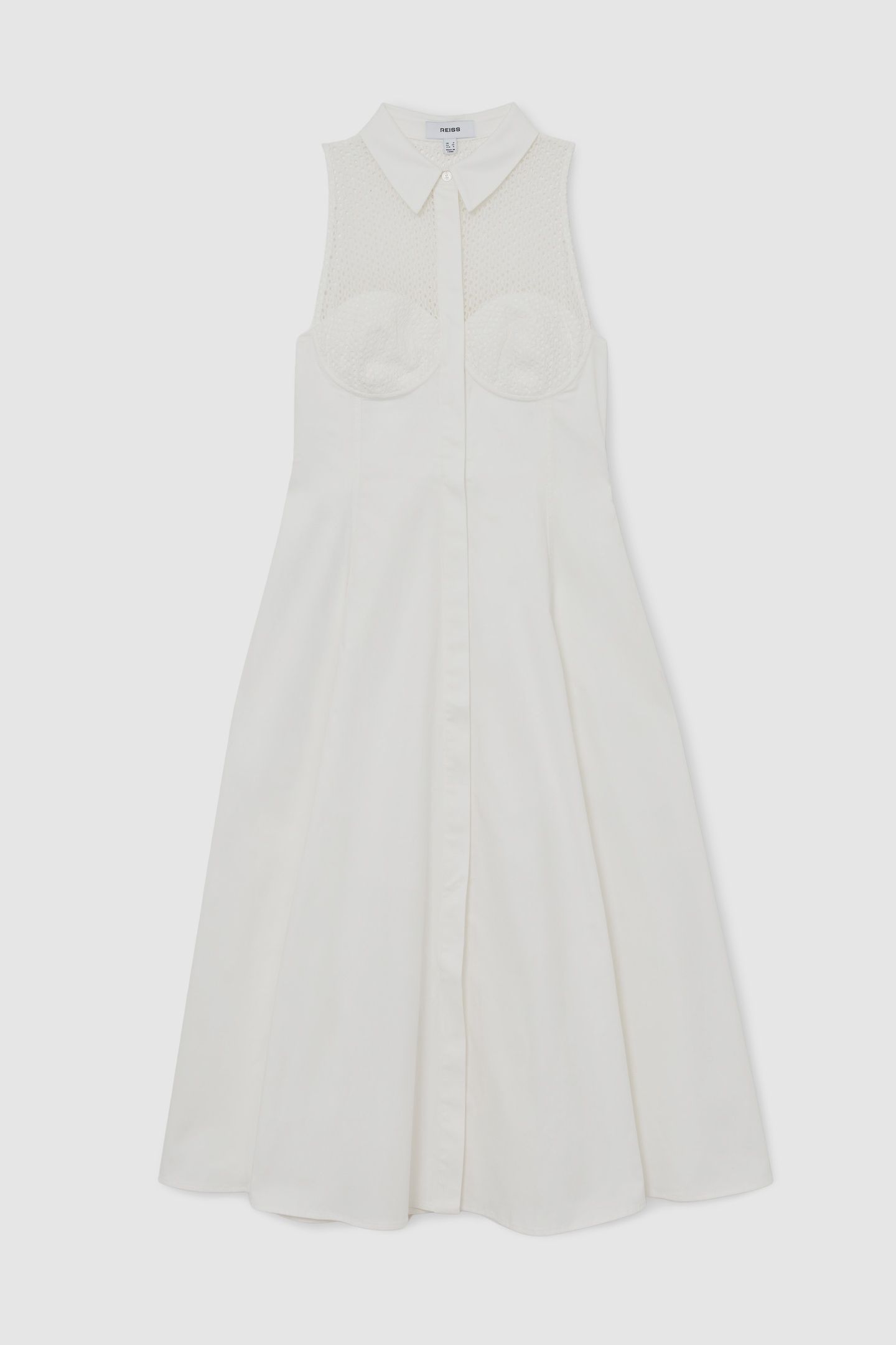 LACE DETAIL SLEEVELESS MIDI DRESS IVORY 4