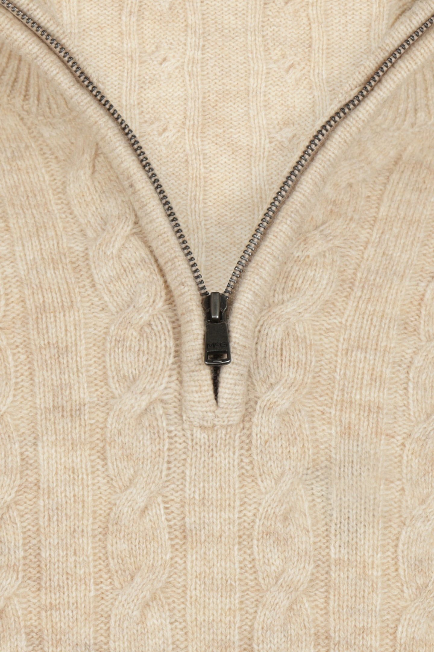 CABLE ZIP MOCK SWEATER STONE 4