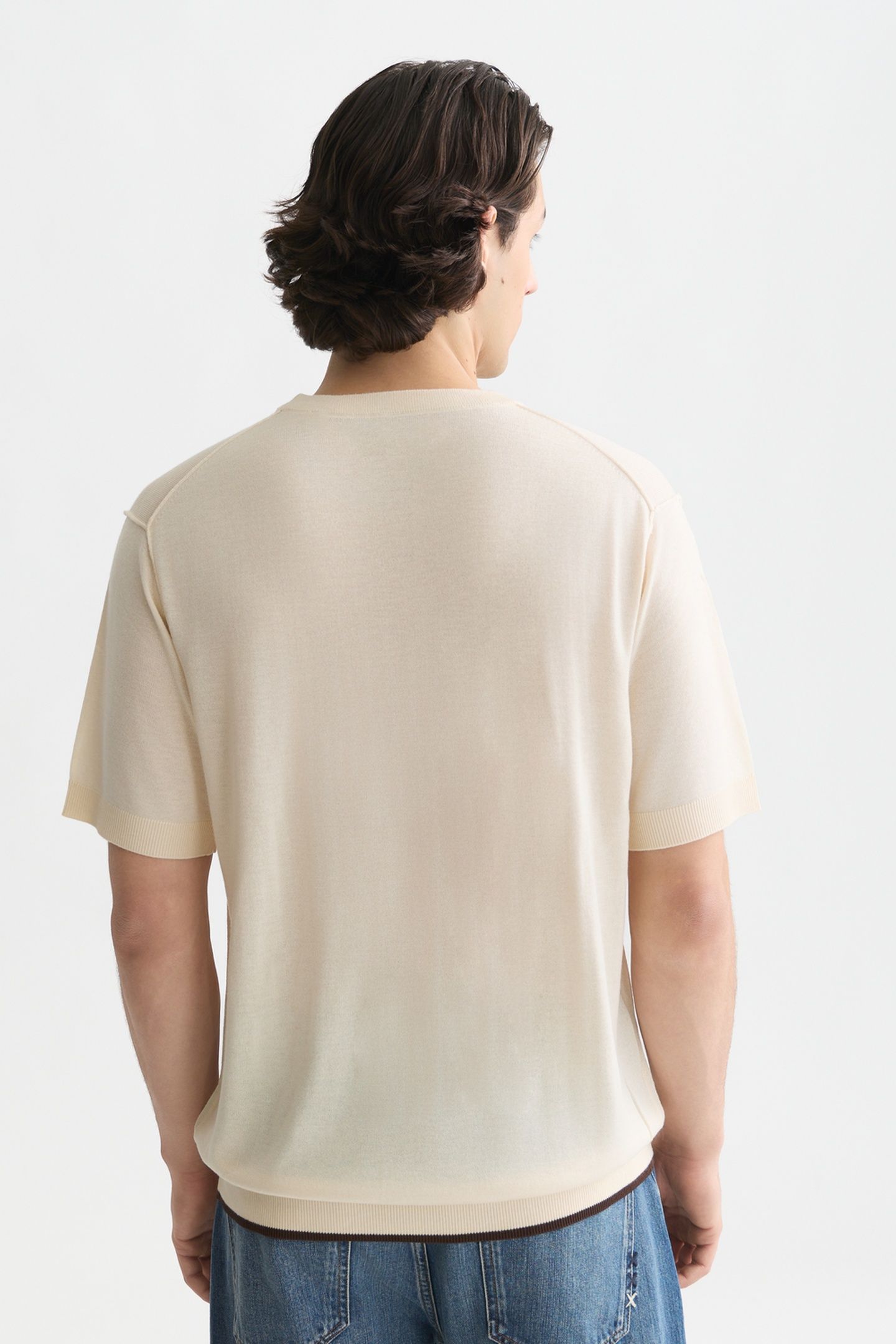 KNITTED RELAXED-FIT T-SHIRT LIGHT BEIGE 2