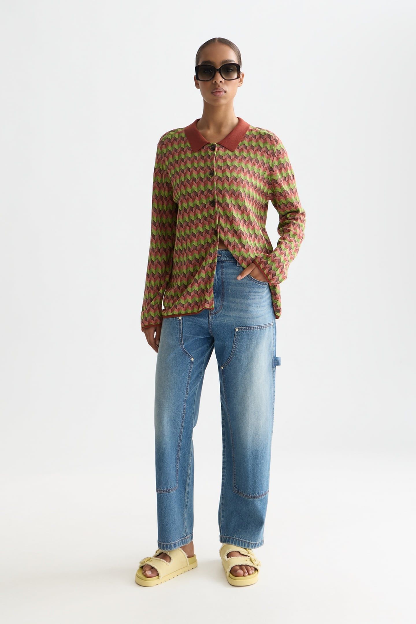 JACQUARD KNITTED JACKET BURNT HENNA 3