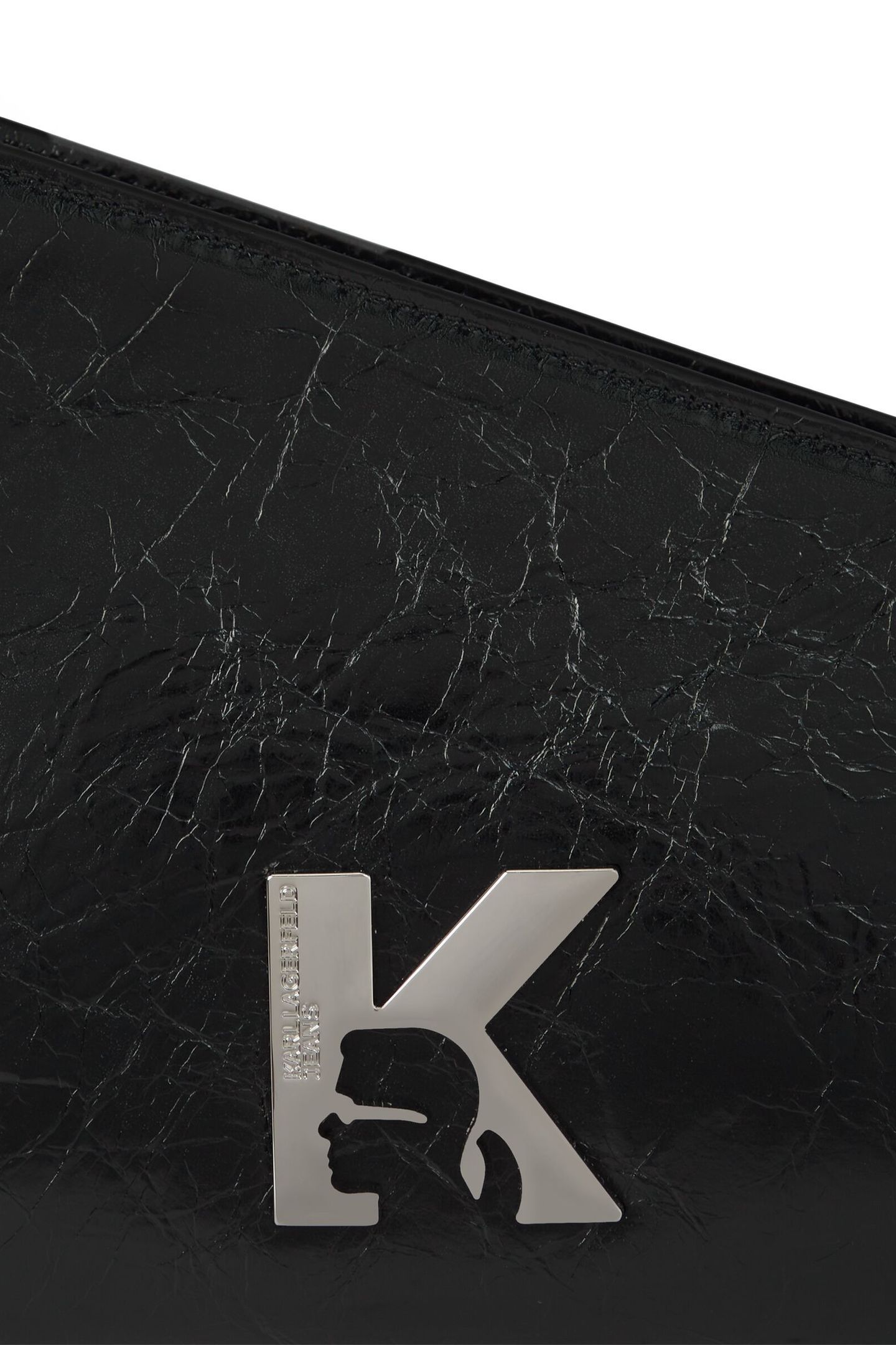KLJ GEO LTHR SHOULDERBAG SHINY BLACK 5