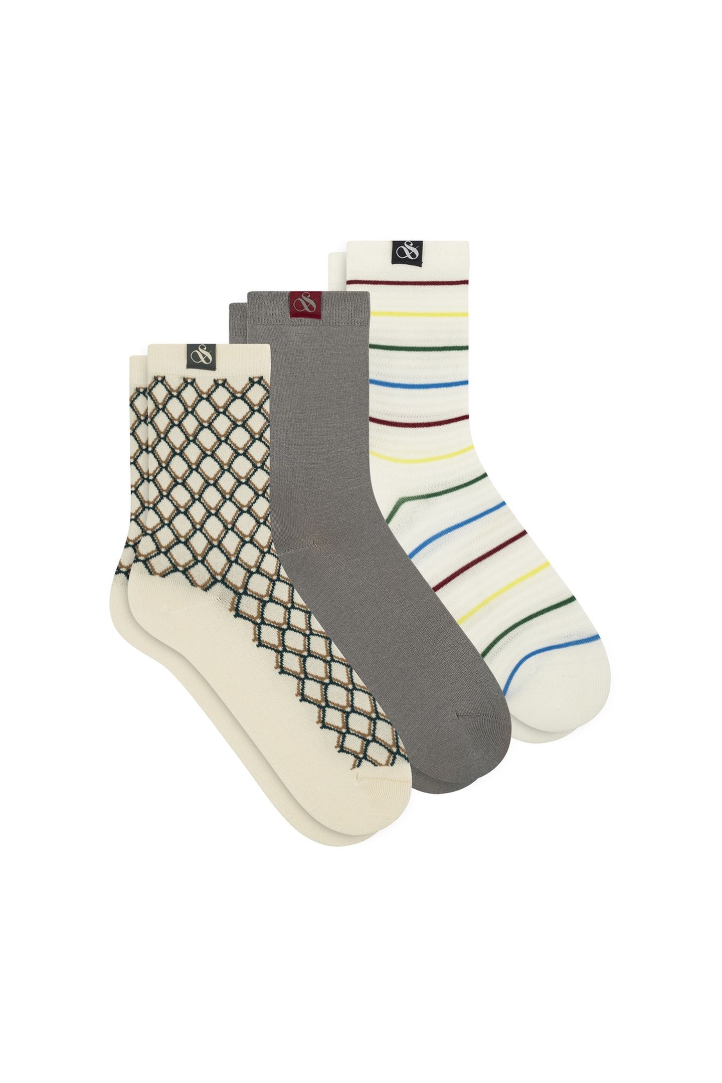 3PK WOMENS NON TERRY CREW IVORY 1