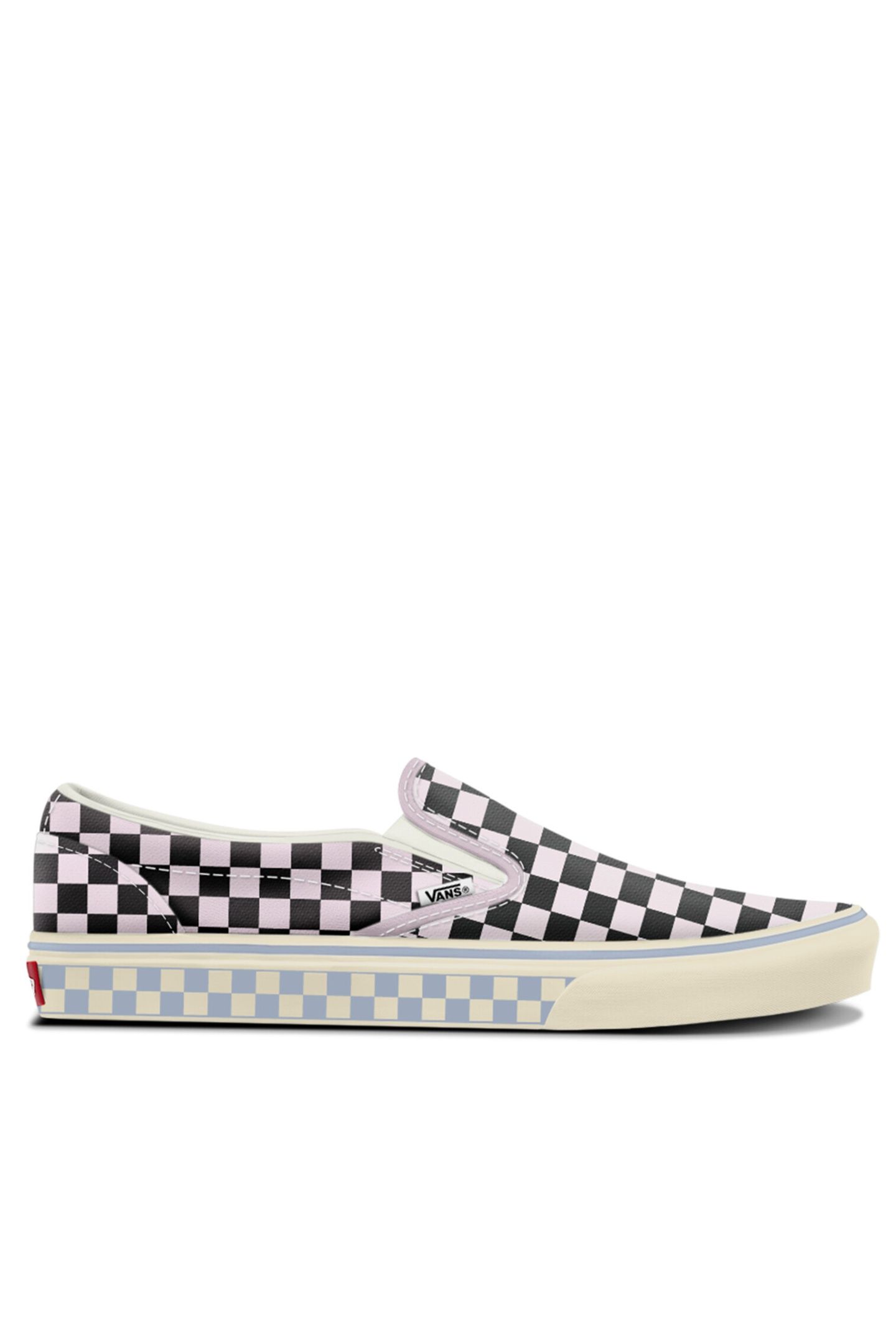 UNISEX CLASSIC SLIP-ON CHECKERBOARD PALE PETAL PINK/BLACK 1