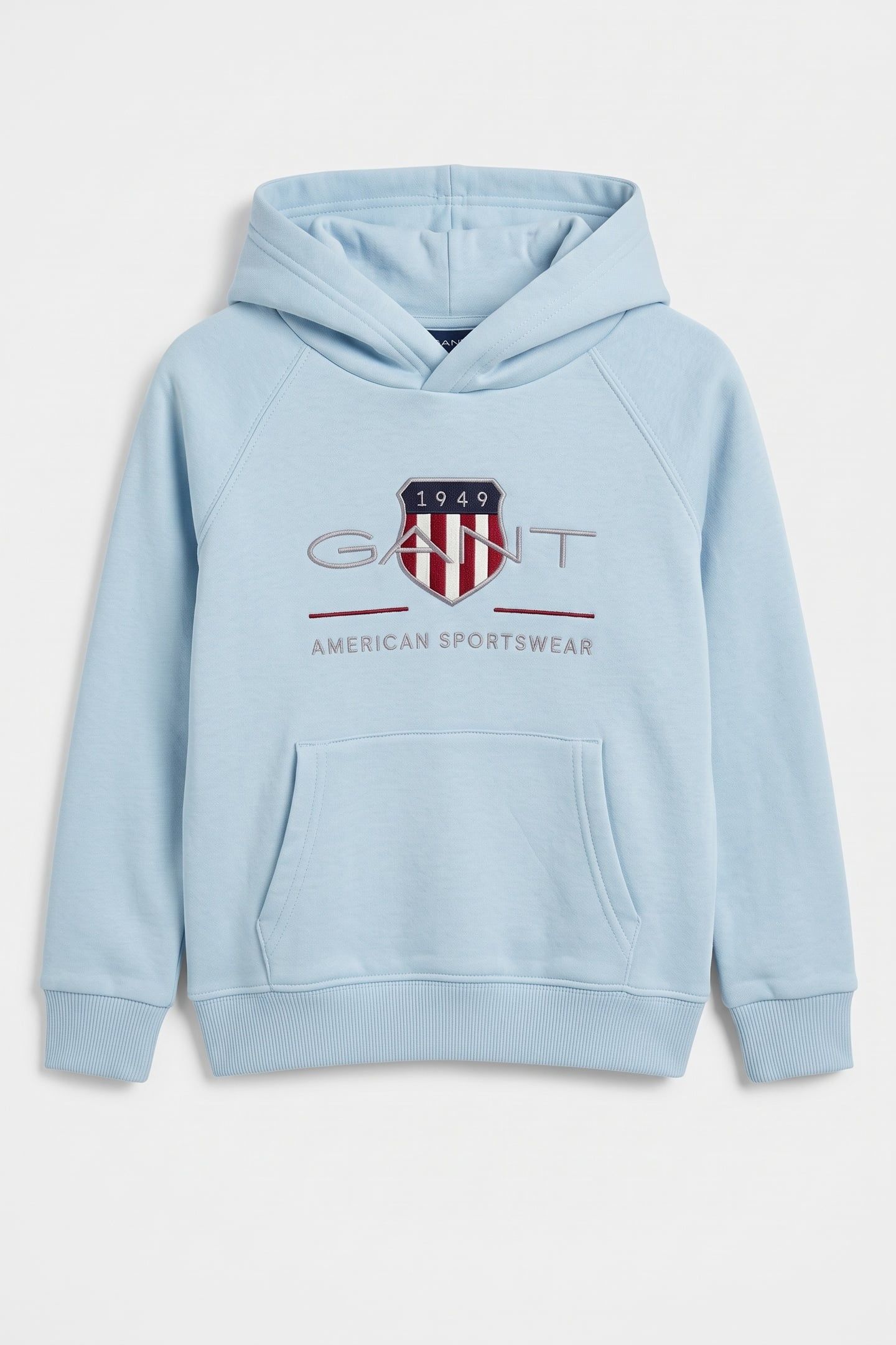 KIDS UNISEX ARCHIVE SHIELD RAGLAN HOODIE CALMING BLUE 2