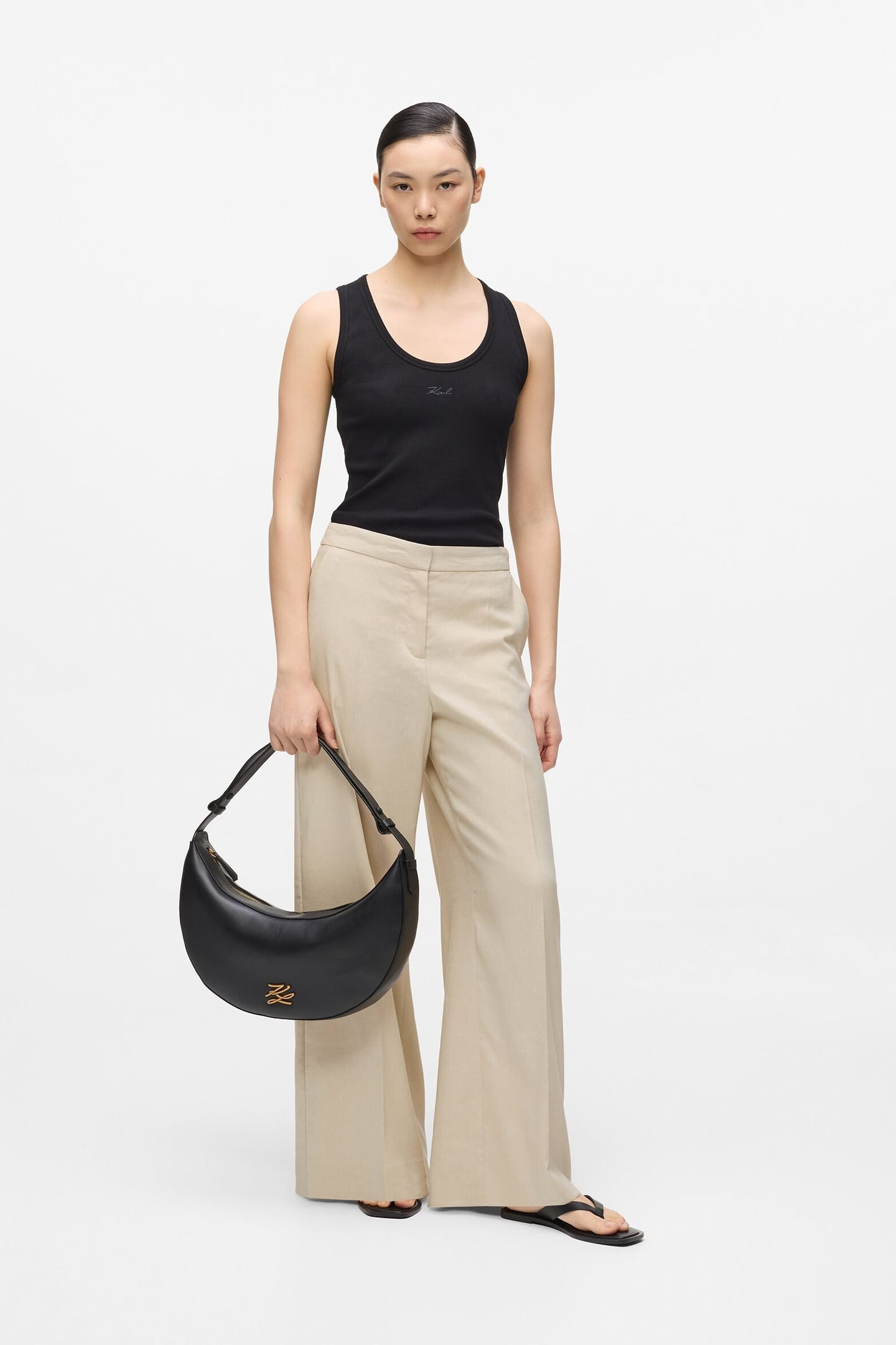 WIDE LEG MELANGE PANTS SAFARI 1