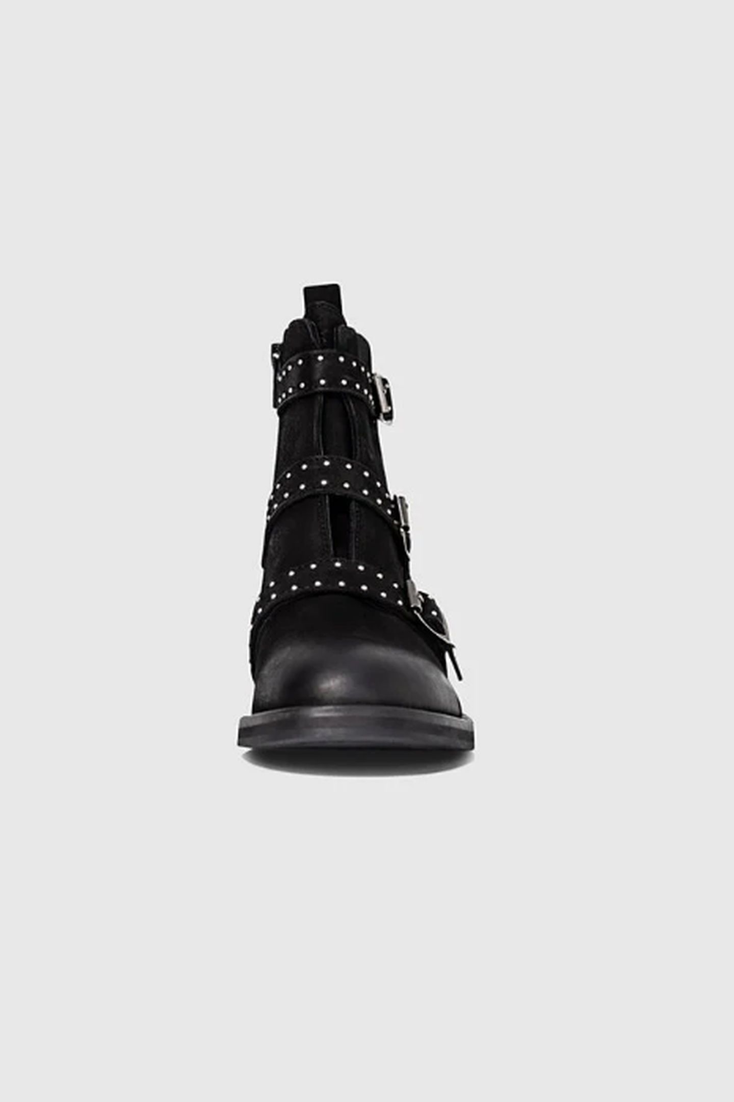 GIRLS’ BLACK BUCKLE AND STUDS LEATHER COMBAT BOOTS 3