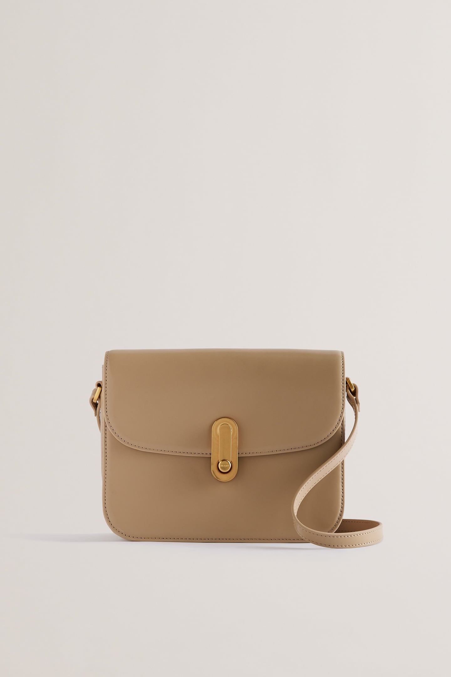 POLISHED LEATHER SATCHEL BAG TAUPE 3