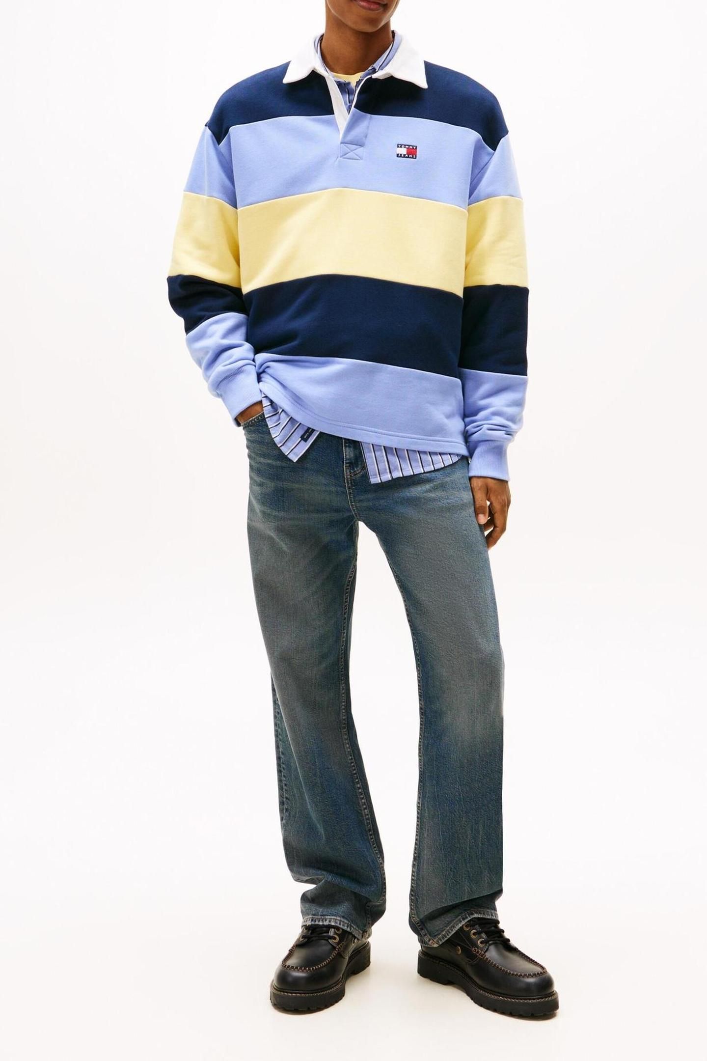TJM RELAXED BADGE STRIPE D N NAVY/NORDIC IRIS/CITRONELLA 2