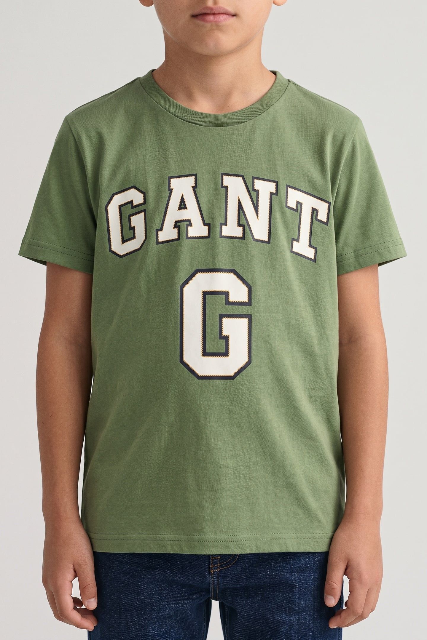 TEEN BOYS LARGE GANT GRAPHIC SS T-SHIRT HERB GREEN 1