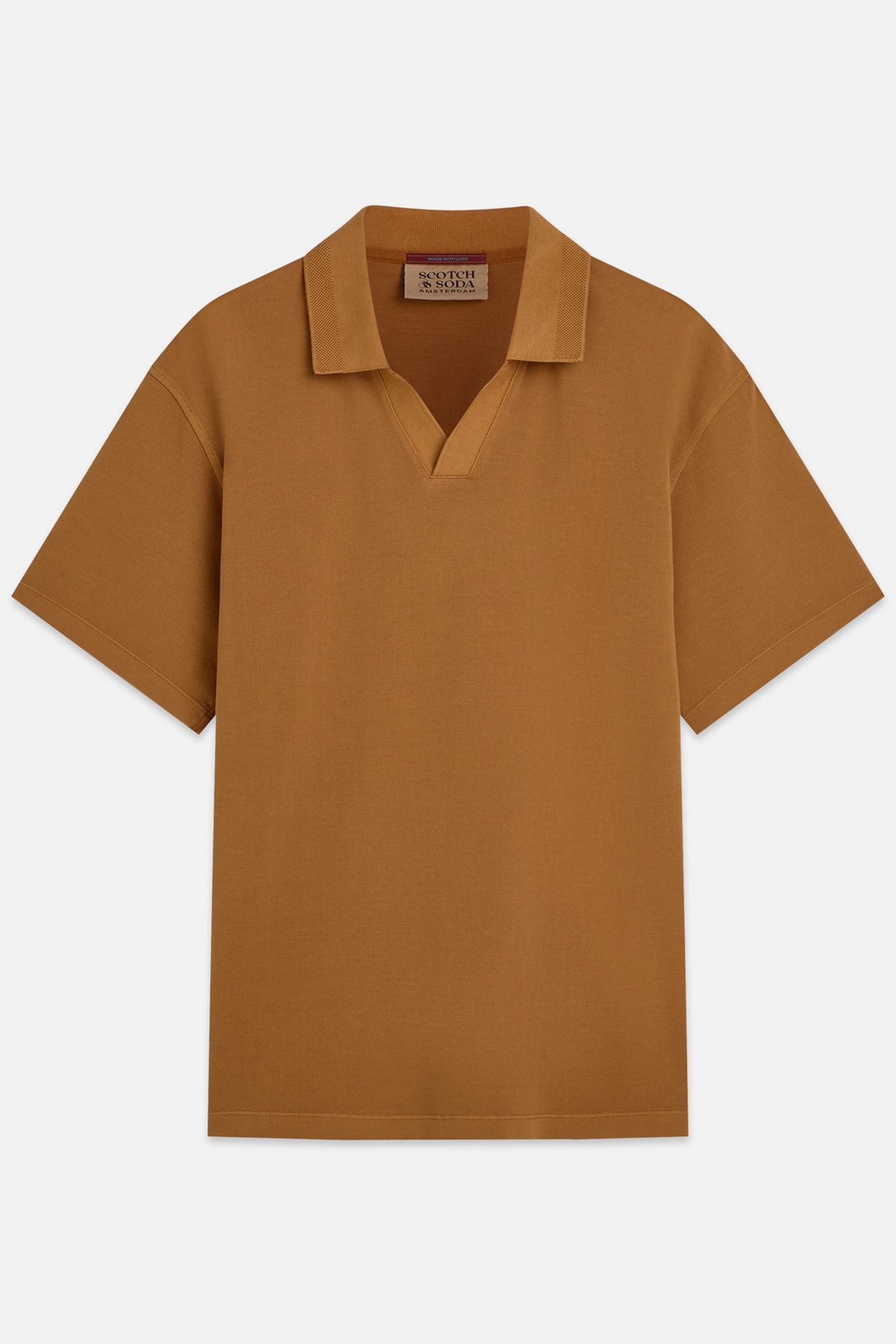 3 CROSSES PIQUE RELAXEDFIT GARMENTDYED POLO MEDIUM BROWN 3