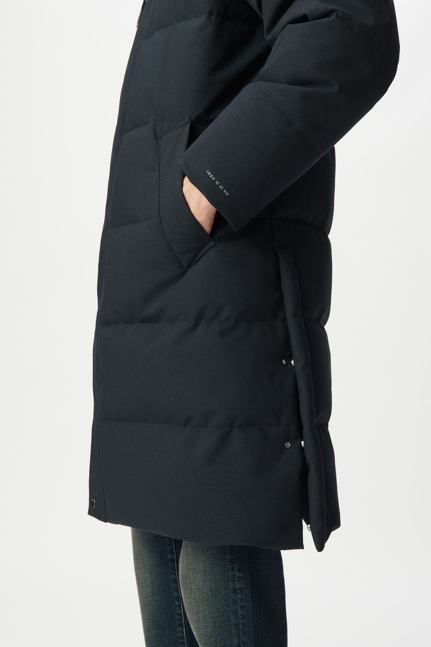 NAVY QUILTED WATERPROOF LONG PADDED JACKET 7