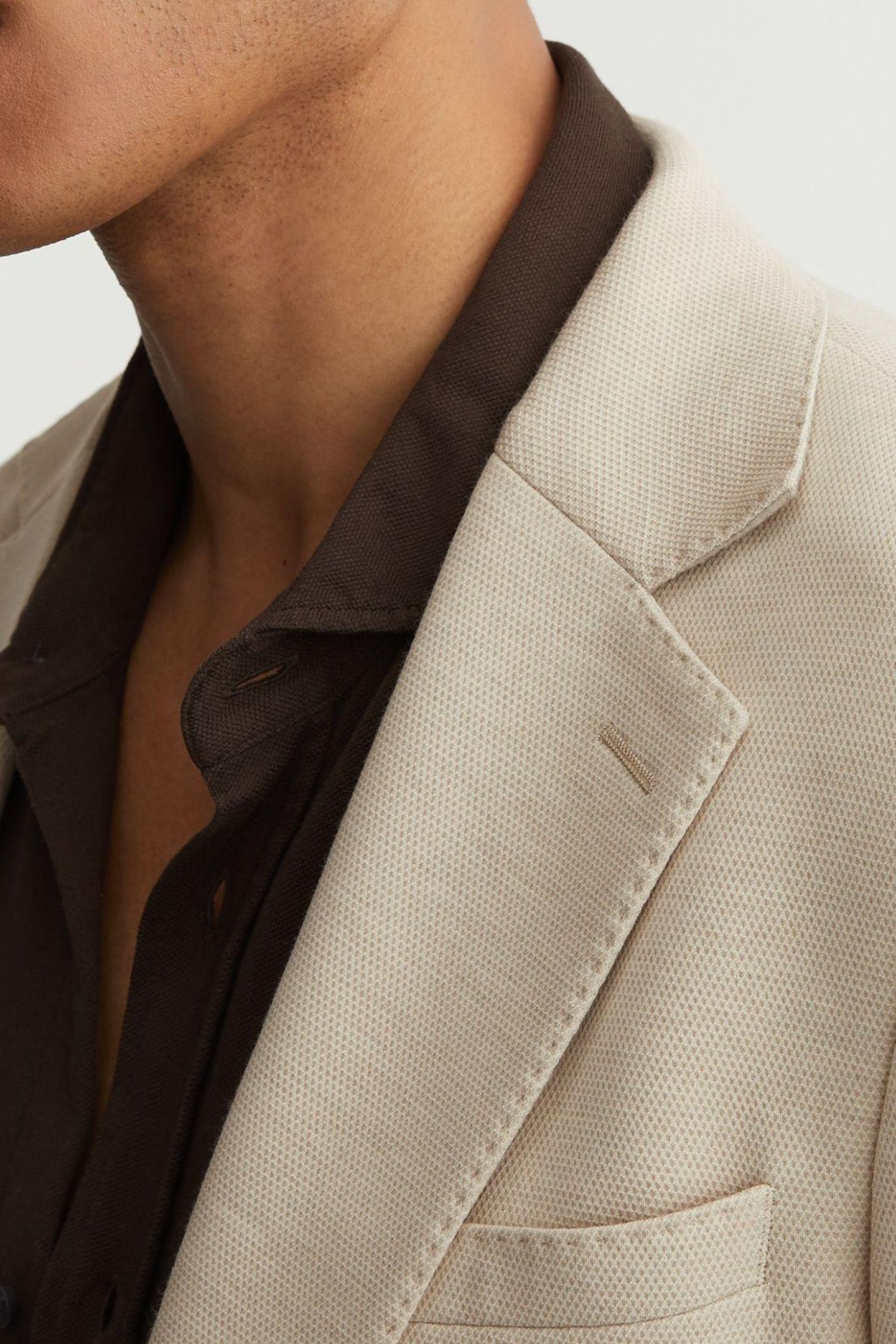 SB 2B NOTCH TEXTURED JERSEY BLAZER STONE 5