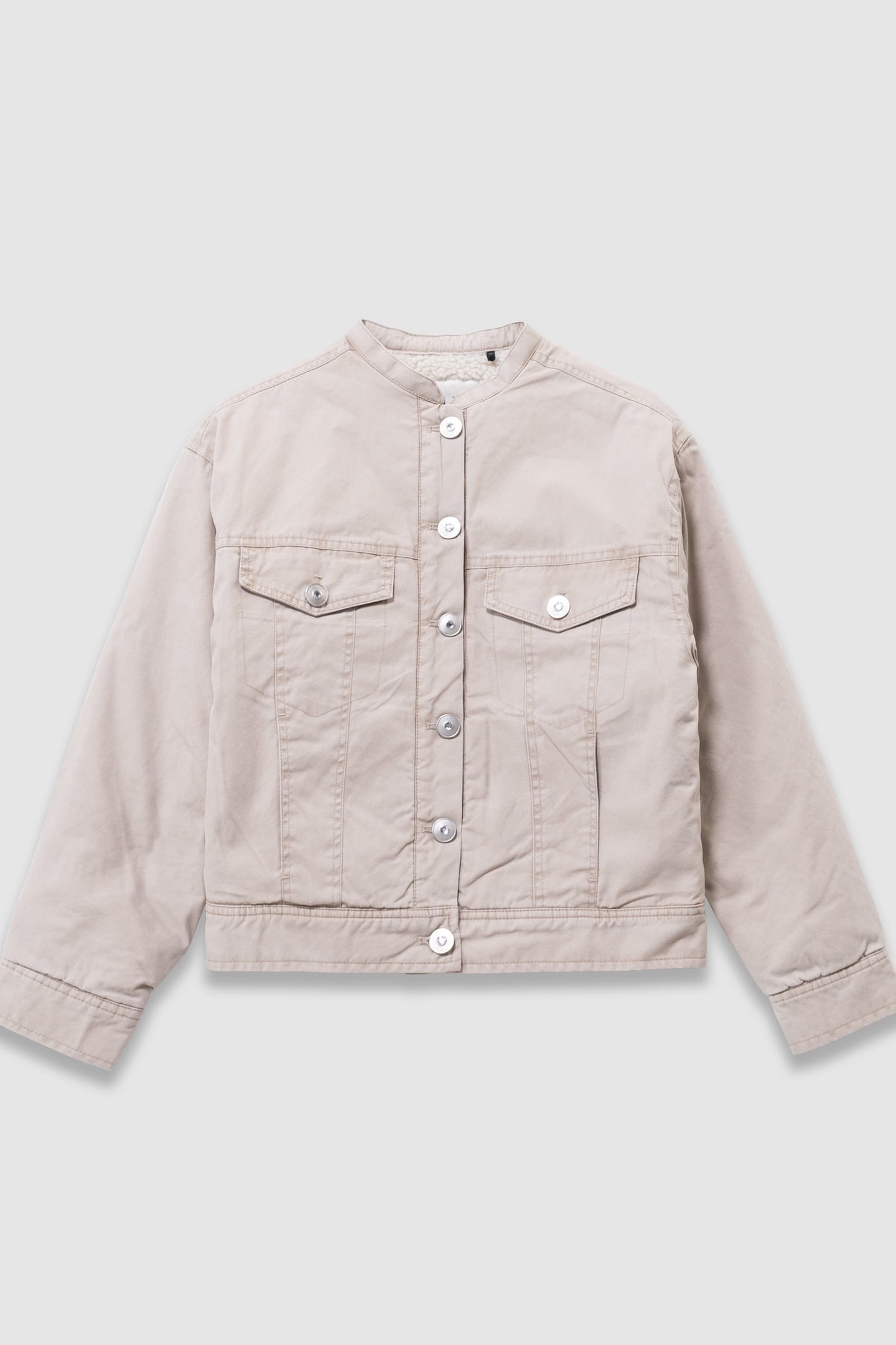 GIRLS’ BEIGE CANVAS FUR-LINED JACKET 1