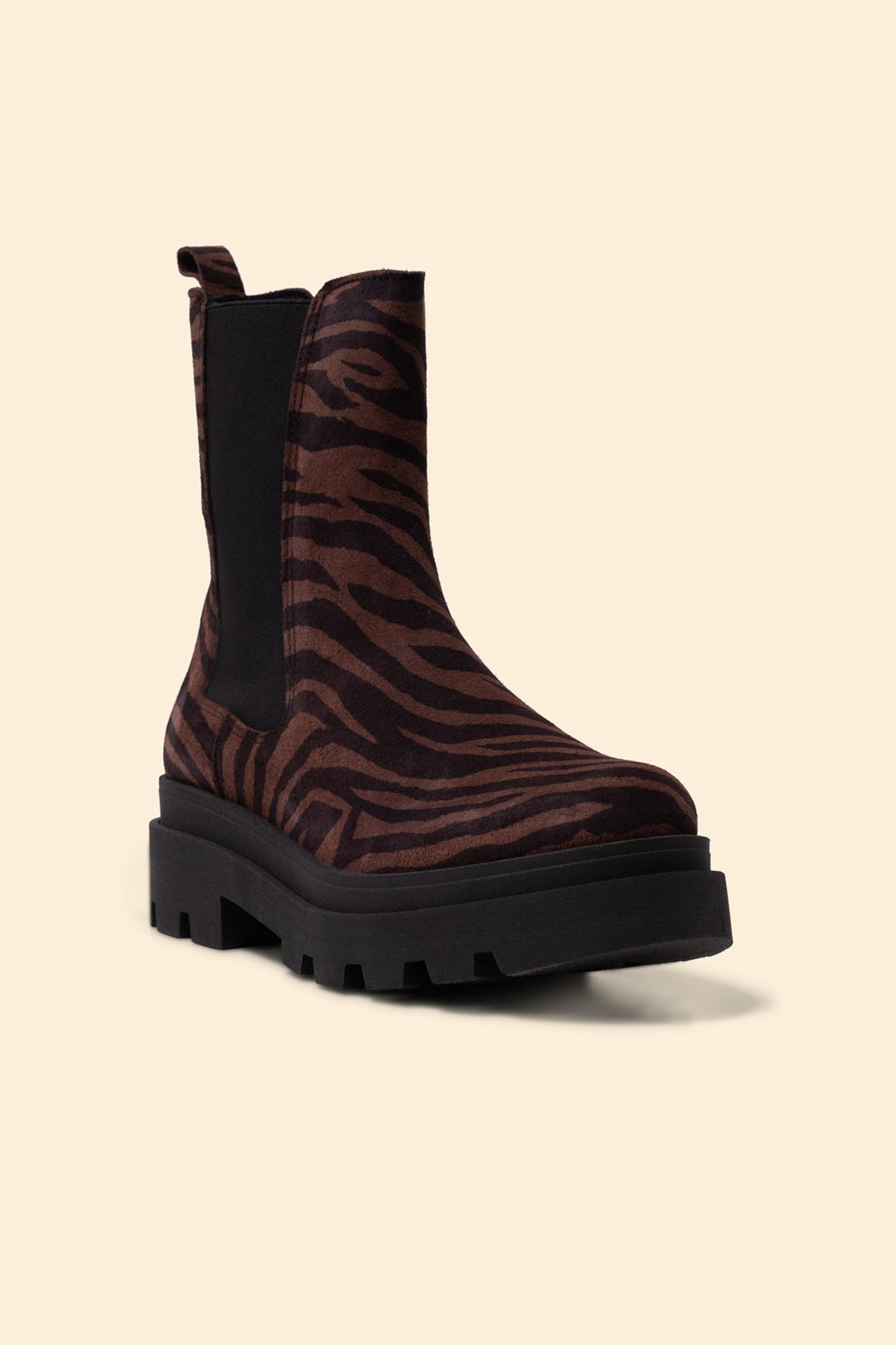 CHELSEA BOOTS BROWN LEATHER VELOUR ZEBRA PATTERN 3