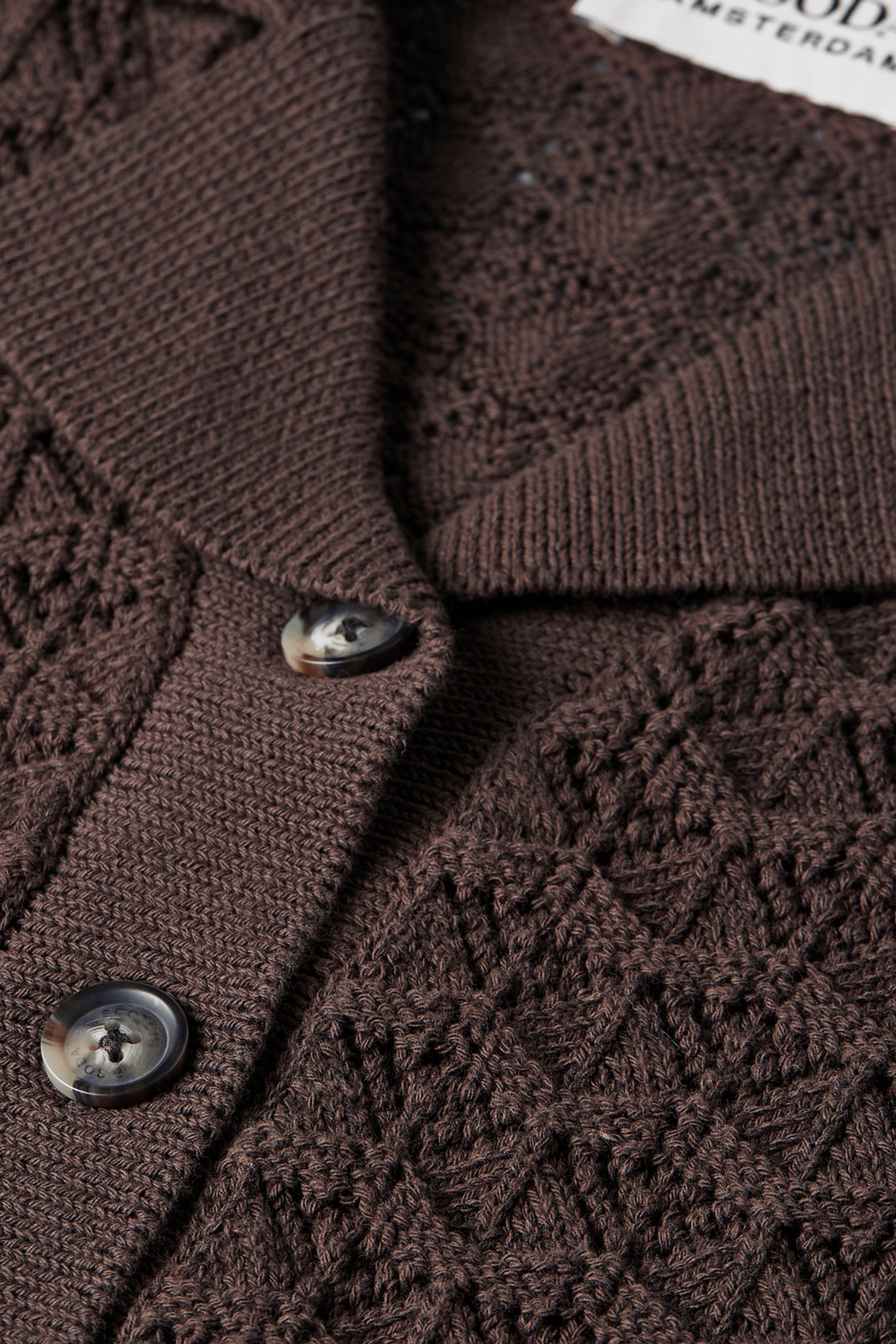 POINTELLE SHORT SLEEVE CARDIGAN HOT FUDGE 7