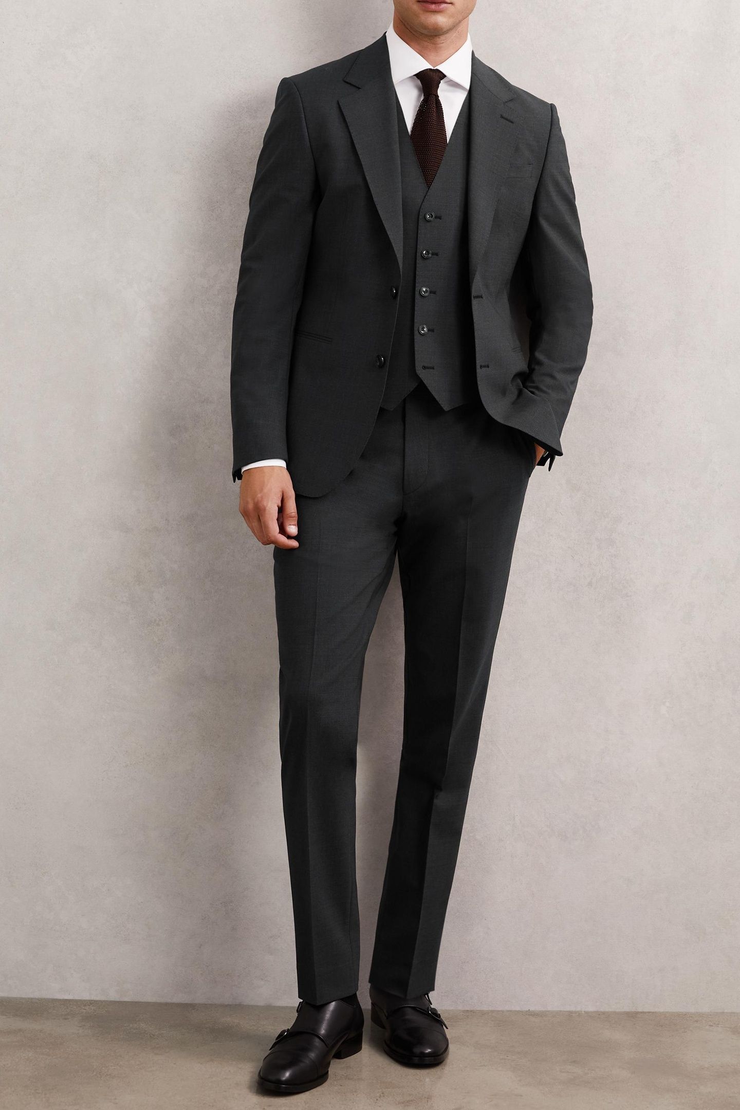 SB 2B NOTCH PLAIN WEAVE BLAZER GREY 2