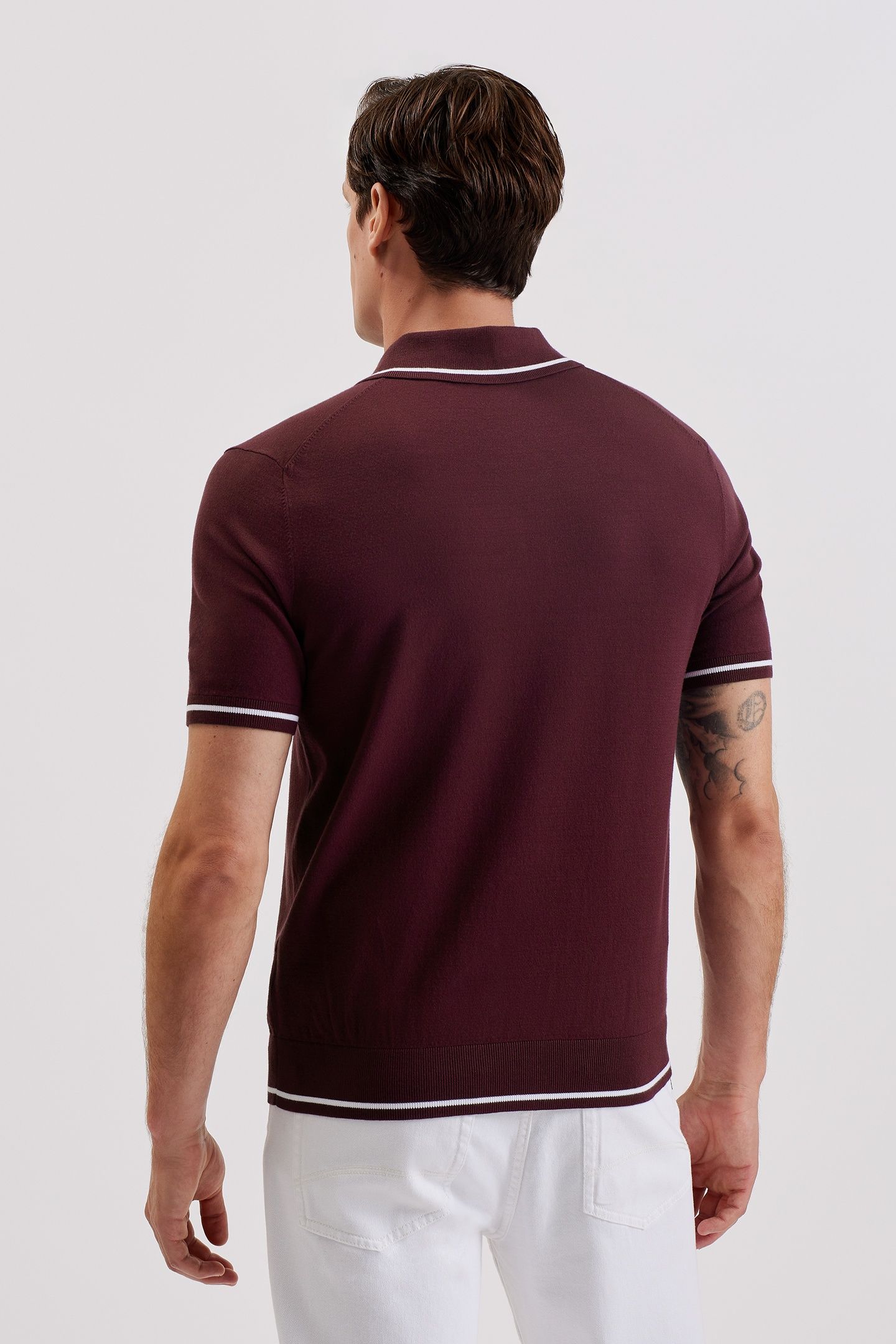 DUNOW SS POINTELLE DIAMOND POLO MAROON 2