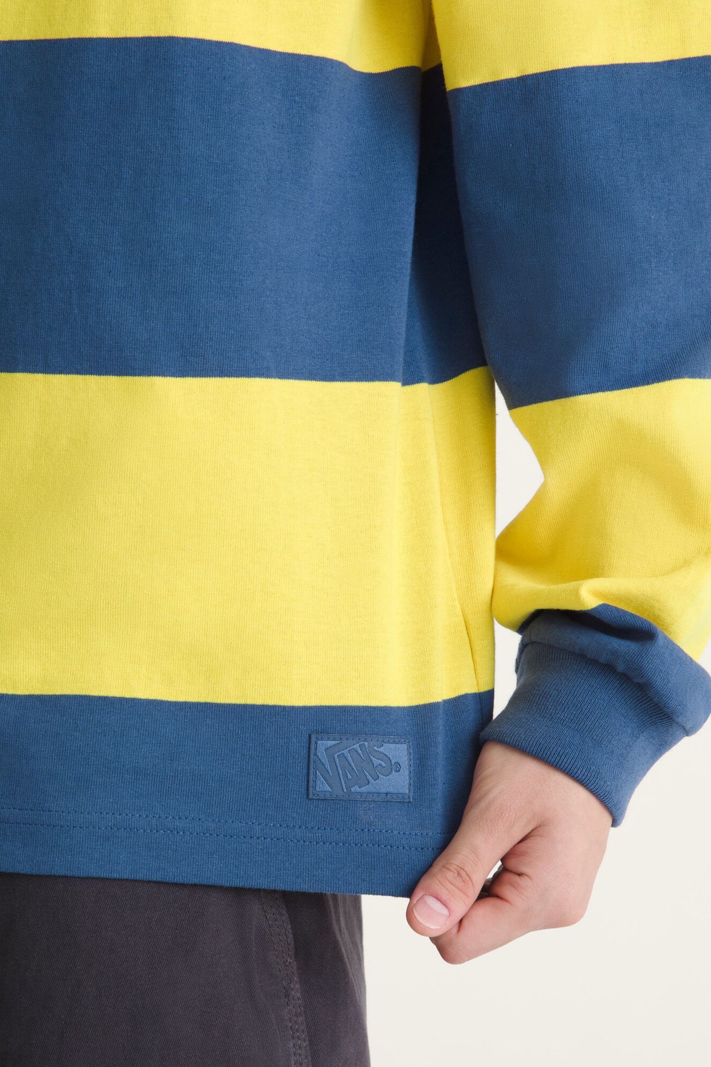 RUGBY STRIPE LS KNIT DUSTY GOLD 6