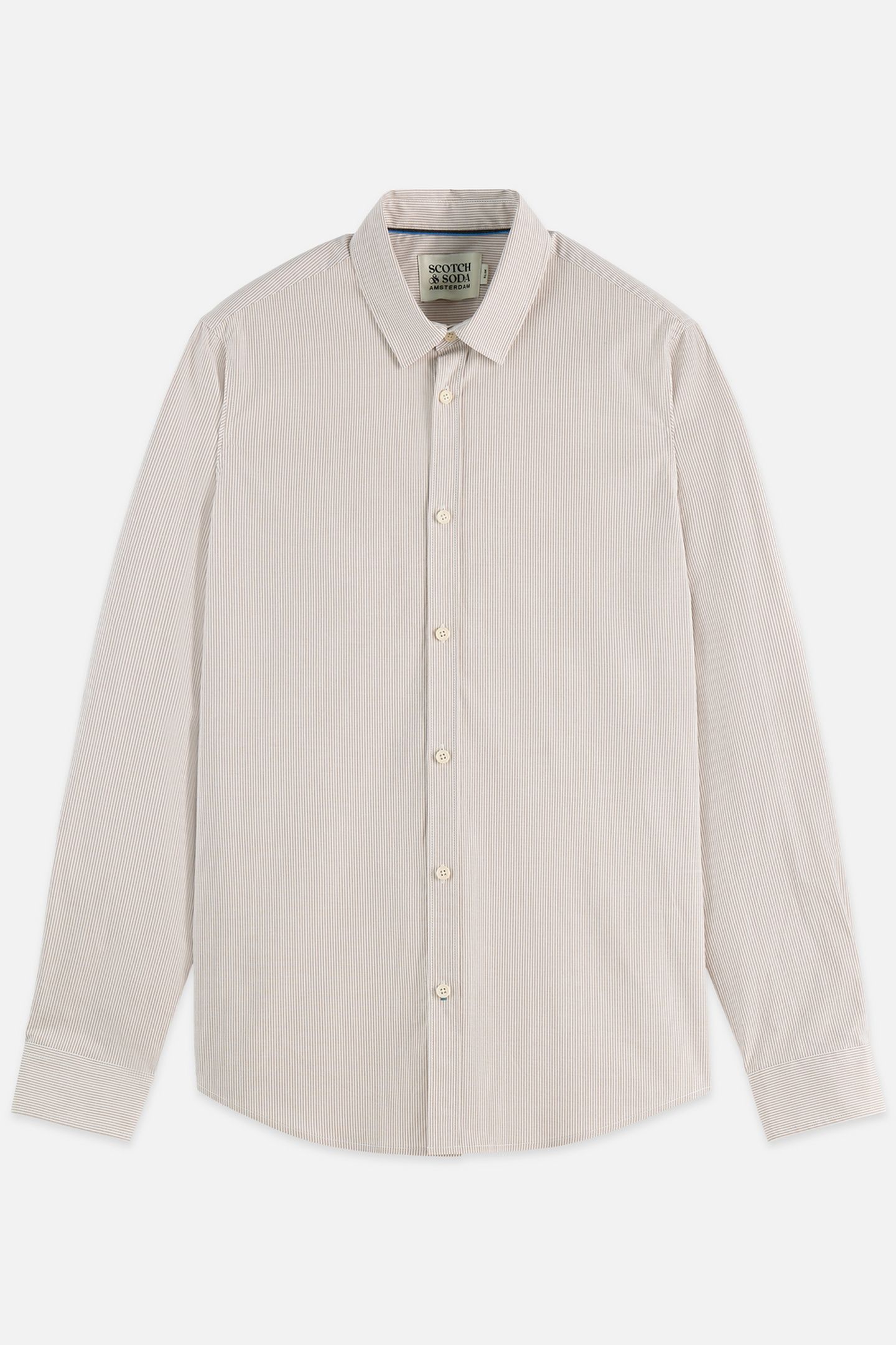 STRIPED SLIM-FIT POPLIN SHIRT MEDIUM BEIGE 1