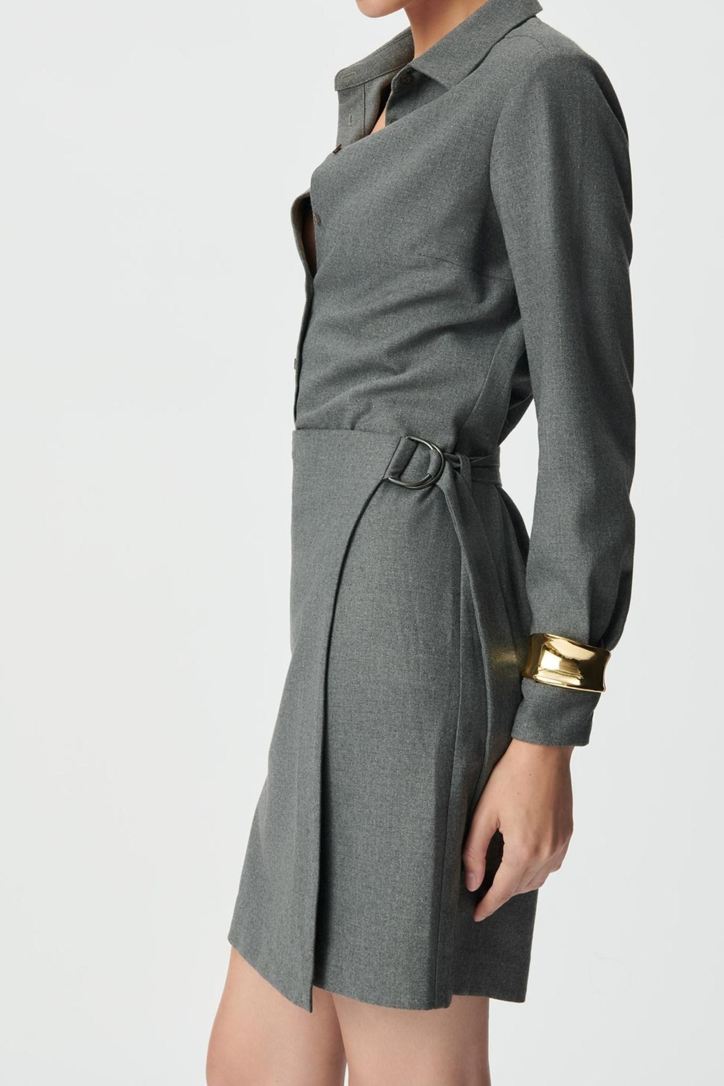 GREY WRAPAROUND SHIRT DRESS 3