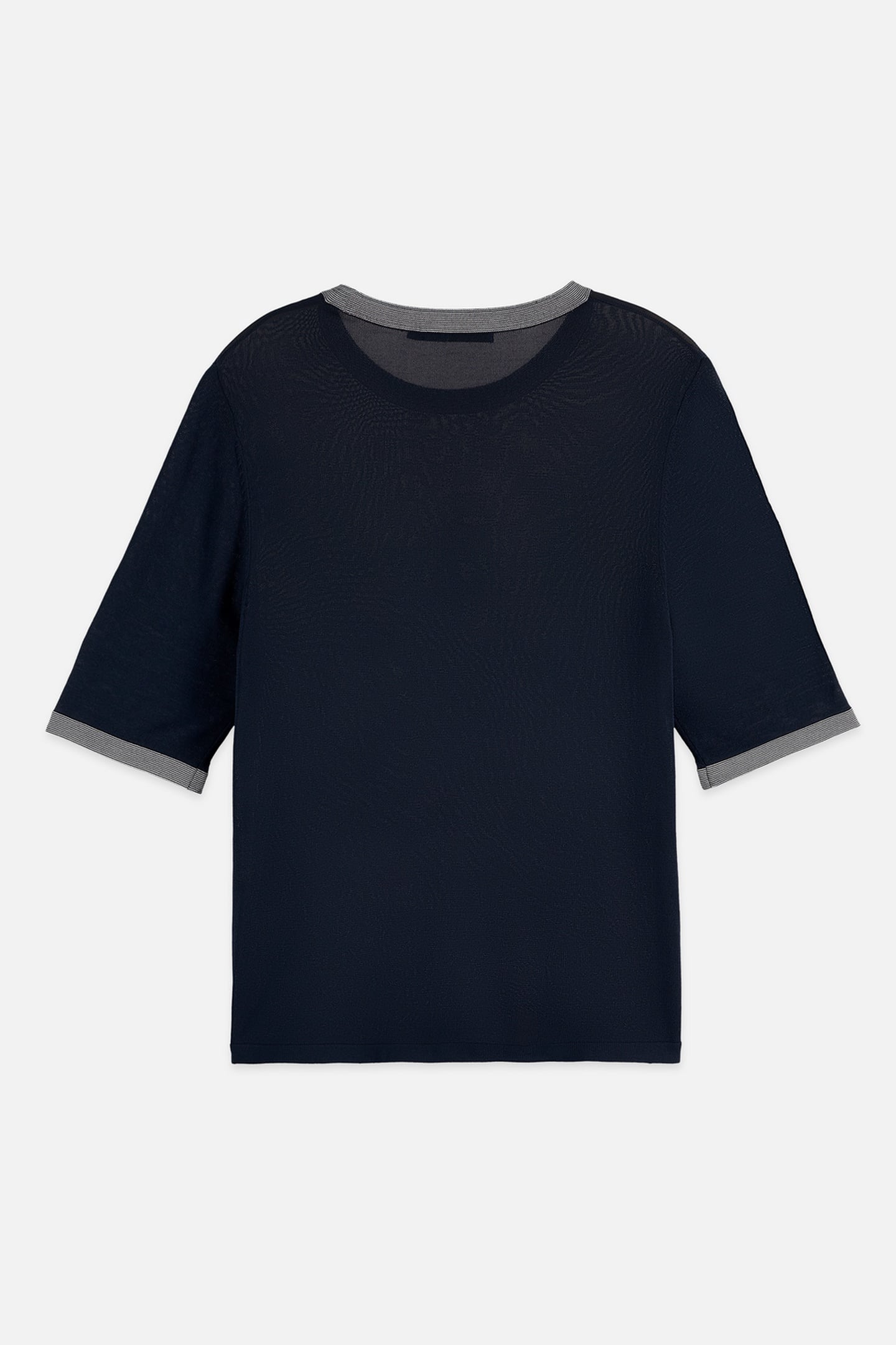 STRIPE TRIM SHORT SLEEVE PULLOVER CARBON 2