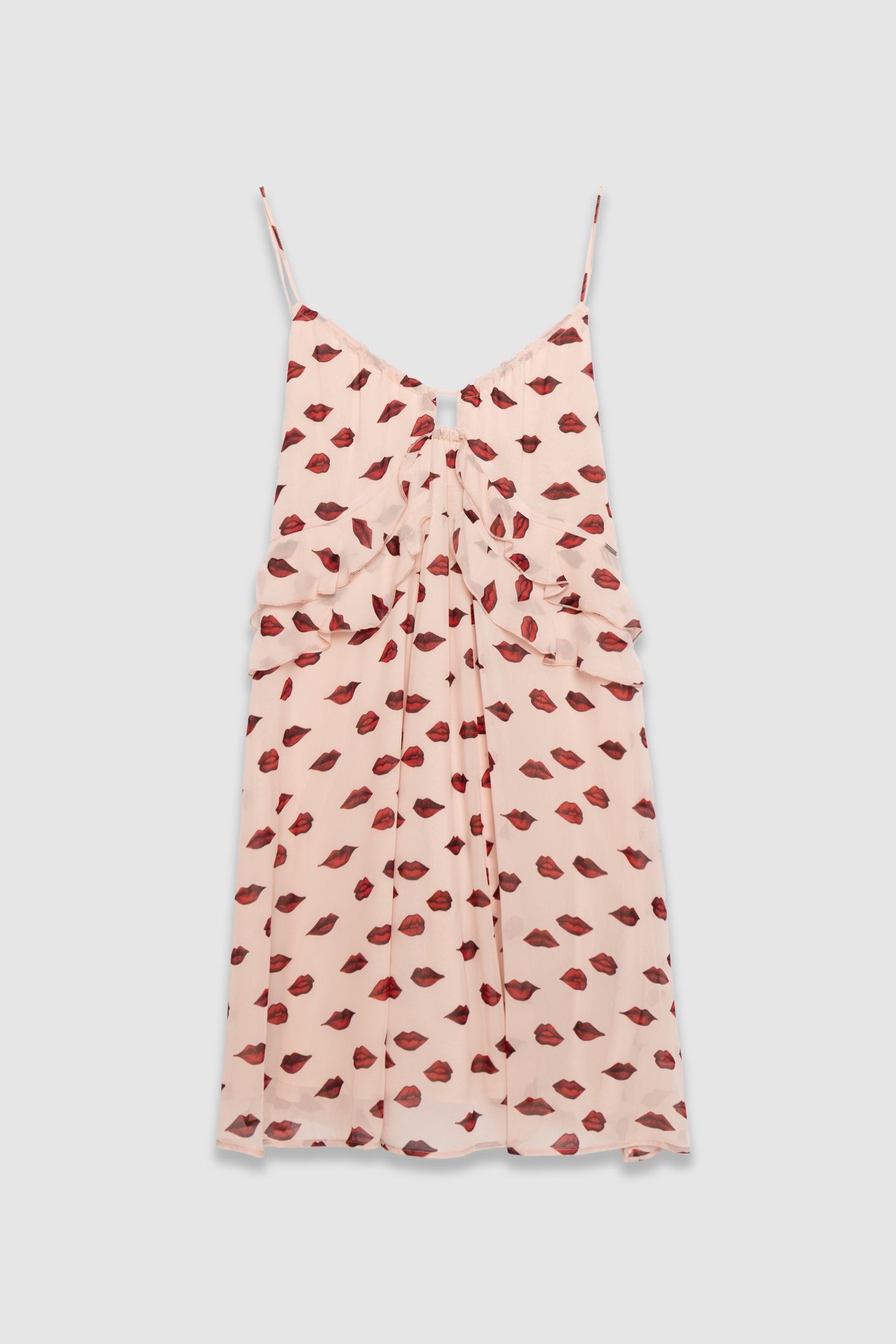 PINK VOILE STRAPPY DRESS WITH MOUTH PRINT 4