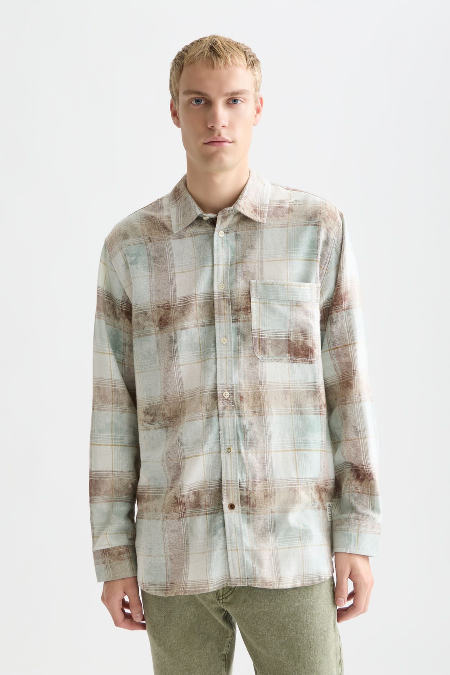 WASHED CHECK RELAXEDFIT SHIRT NAVY 1