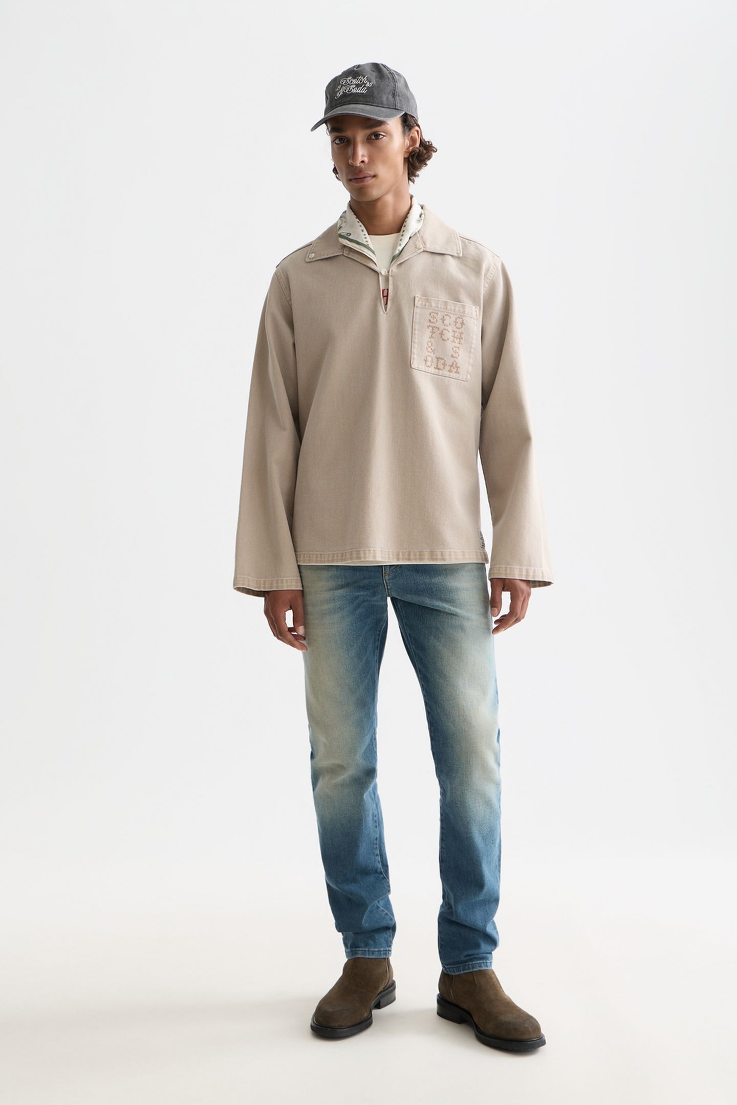 HALF CLOSURE WASHED OVERSHIRT WHITE TRADITIONAL 3