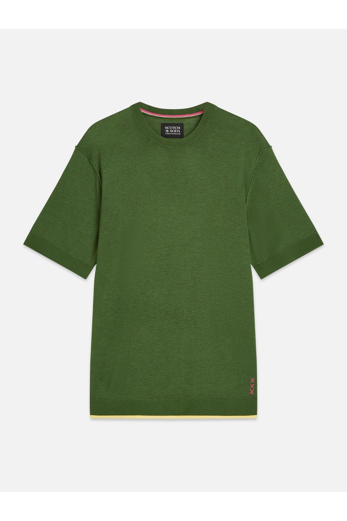 KNITTED RELAXED-FIT T-SHIRT DARK GREEN 1