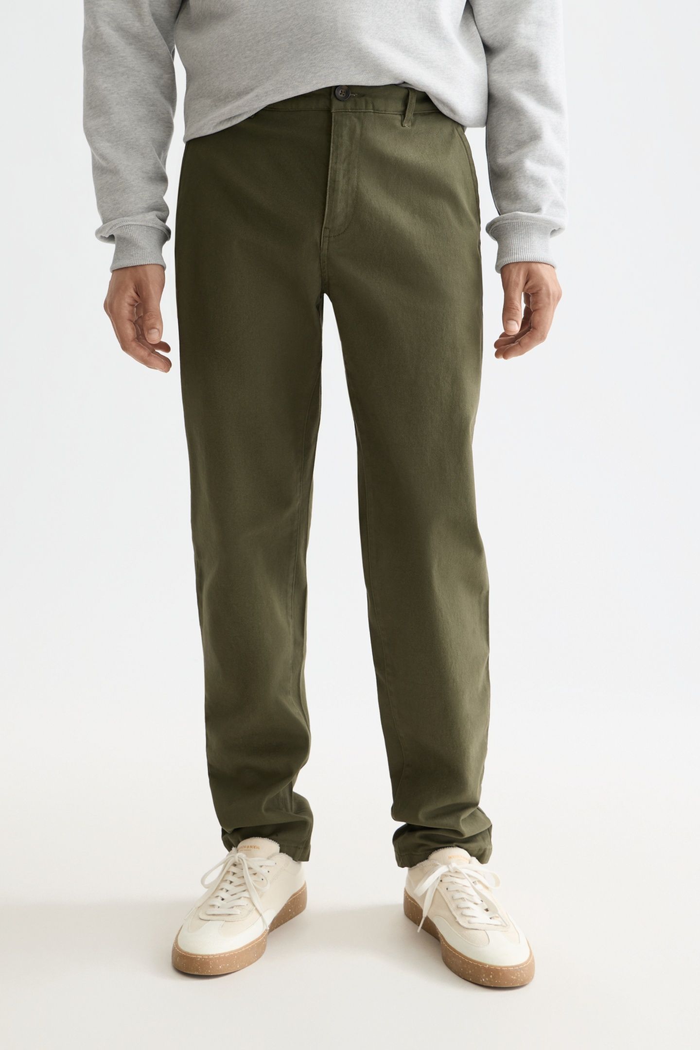 STUART COTTON-BLEND TWILL CHINO DARK GREEN 1
