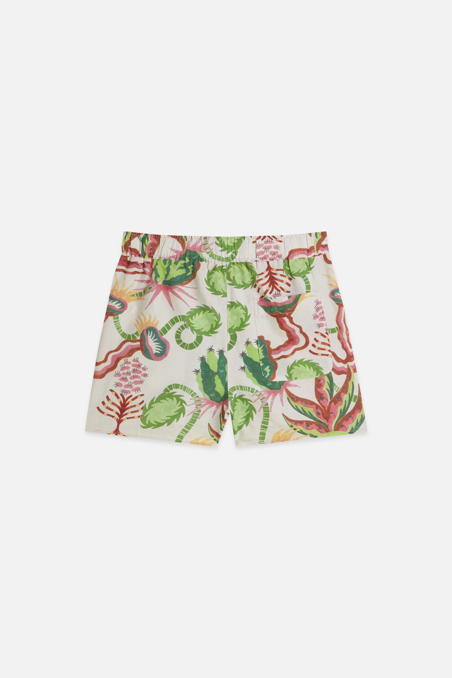 COTTON-LINEN ELASTIC WAIST SHORTS DESERT FLORAL CANYON CLAY 5