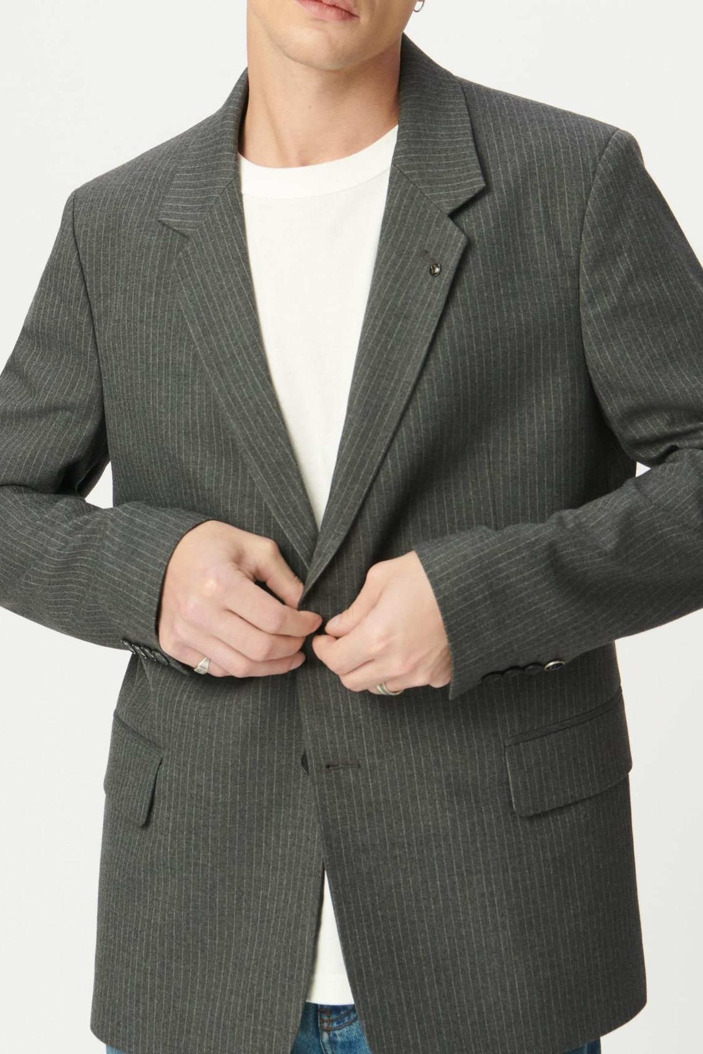 DARK HEATHER GREY PINSTRIPE SUIT JACKET 5