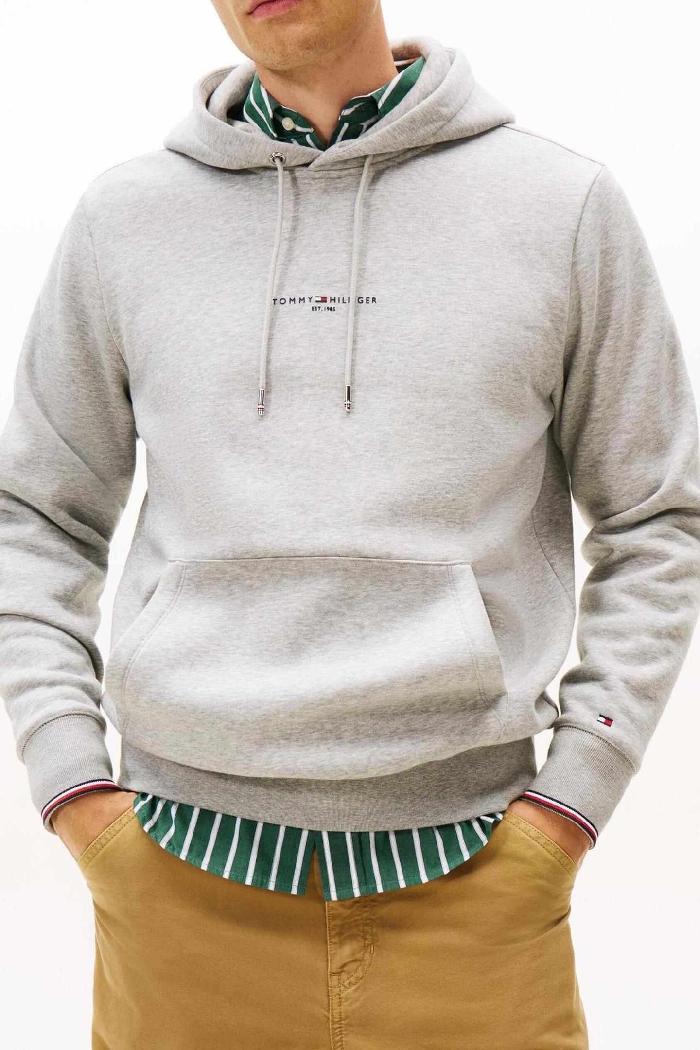 TOMMY LOGO TIPPED HOODIE LIGHT GREY HEATHER 1