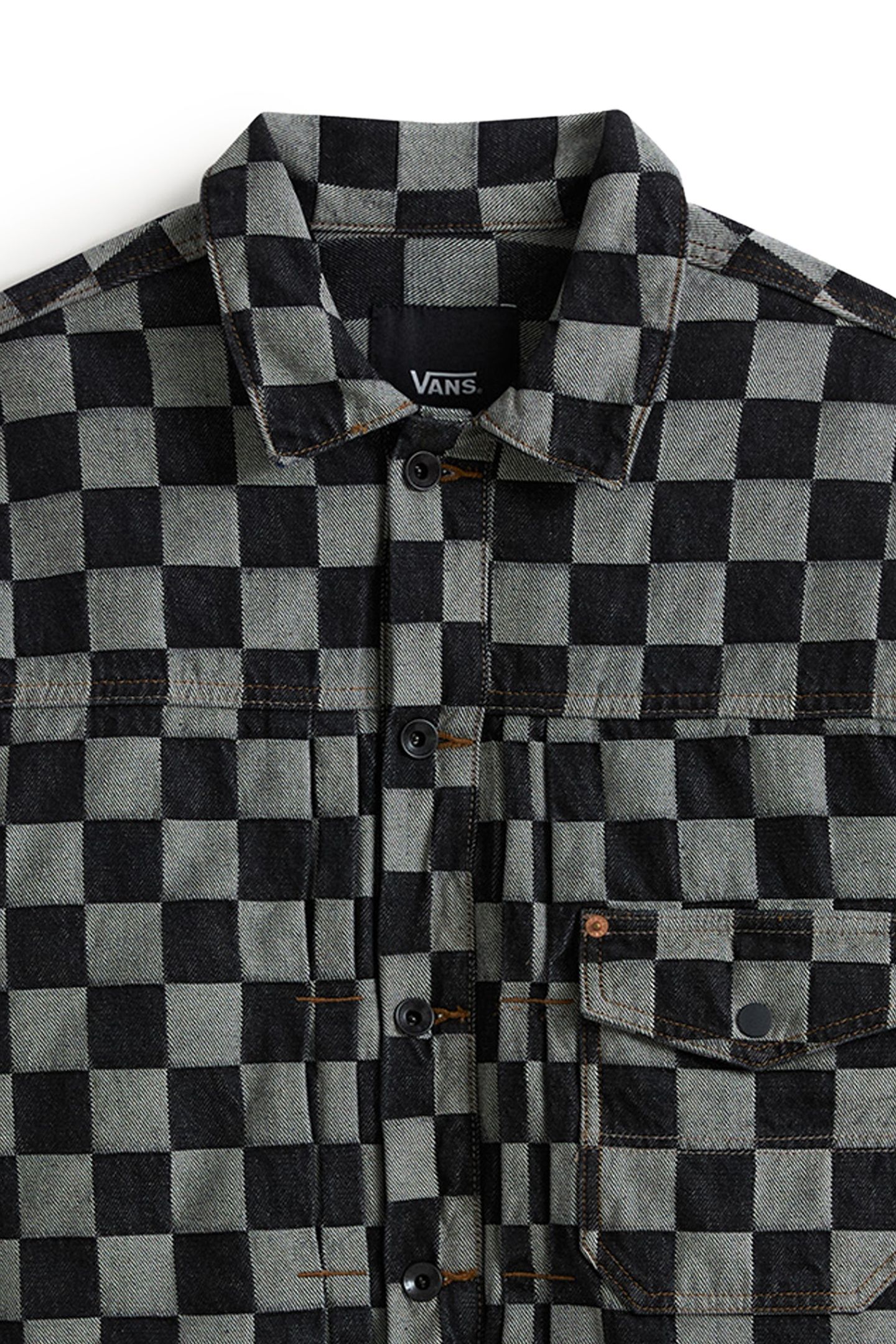 CHECK-5 CHECKERBOARD DENIM TRUCKER JACKE BLACK 7