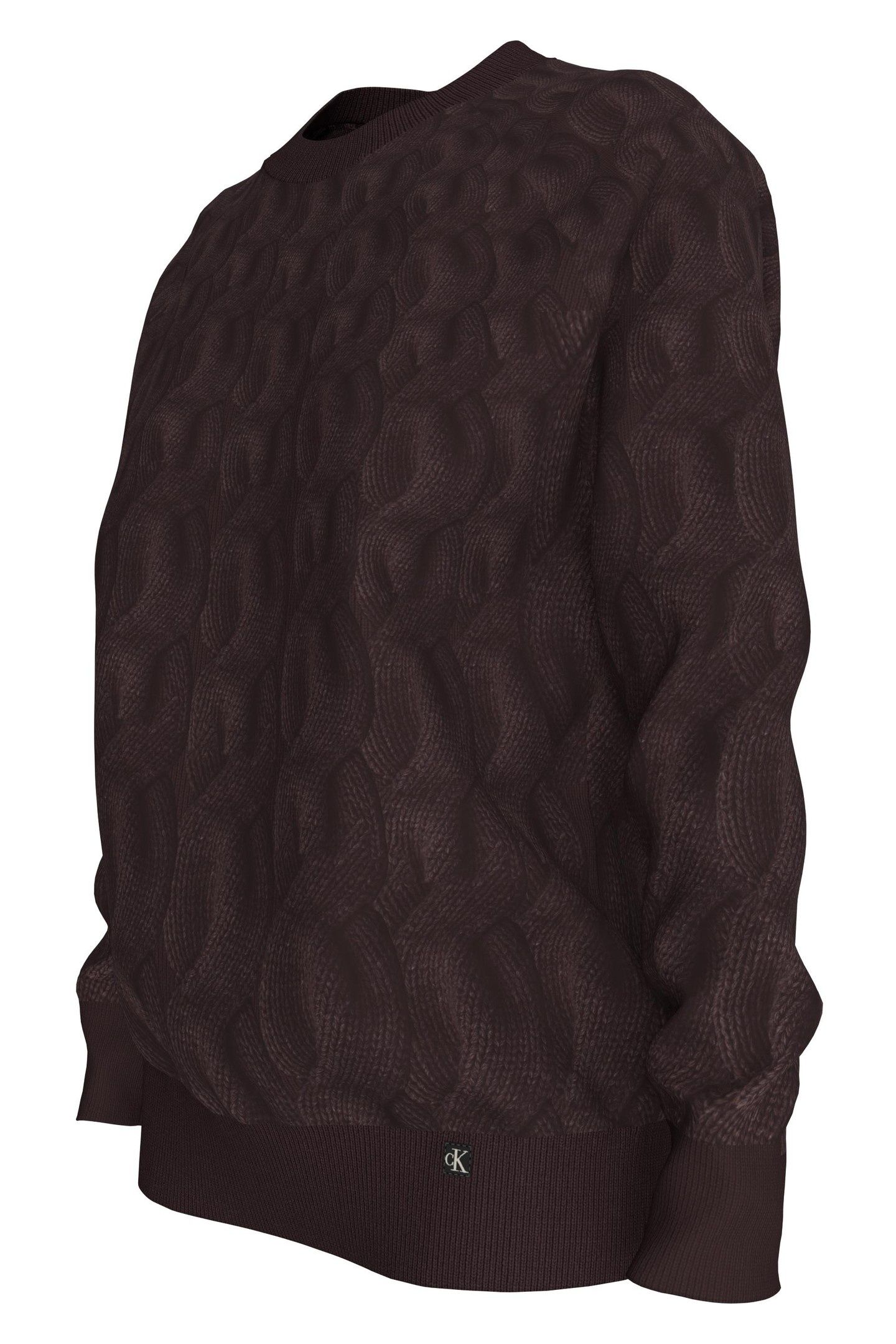 CABLE CREWNECK PULLOVER MOCHA BROWN 4
