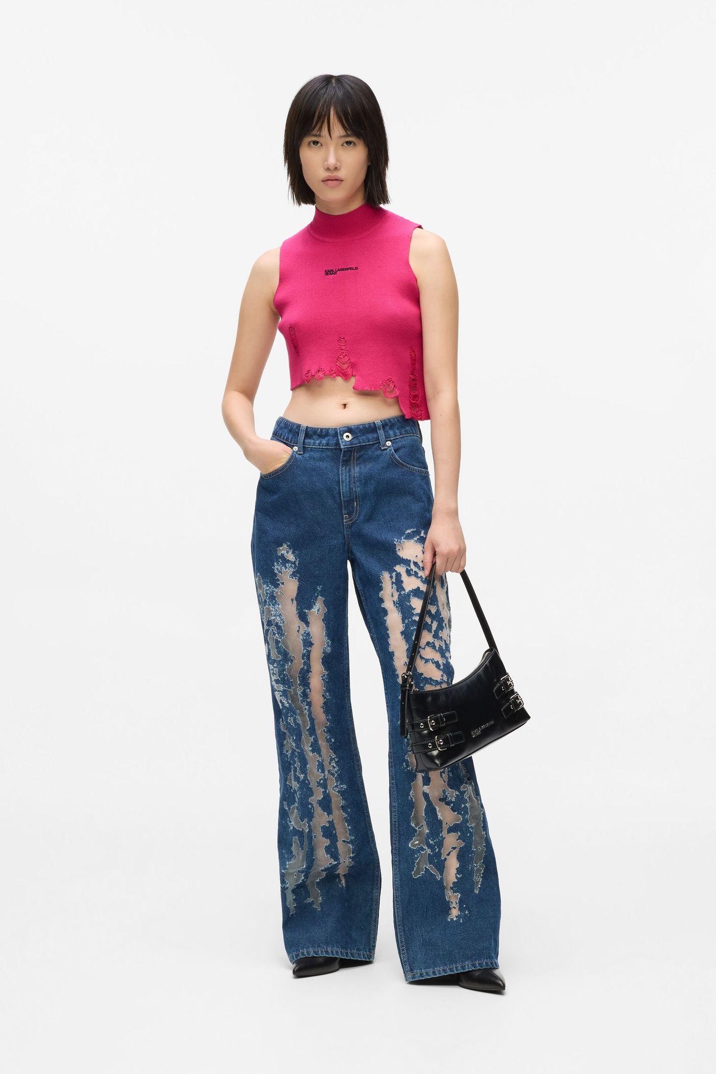 KLJ DISTRUCTED KNITTED TOP VERY BERRY 3